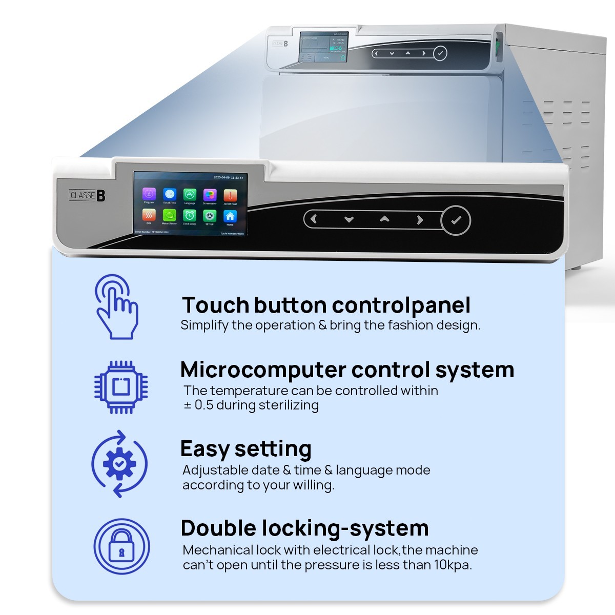 22L/17L Dental Class B Medical Autoclave Vacuum Steam Sterilizer with printer