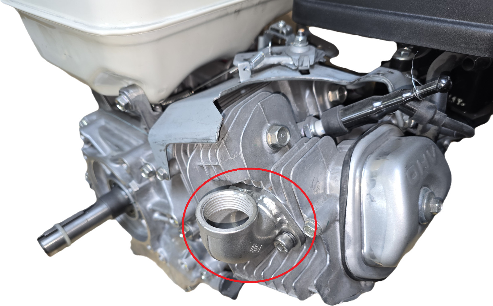 Stainless steel elbow exhaust port : Predator 301, 420. Honda GX 240, 270, 390.