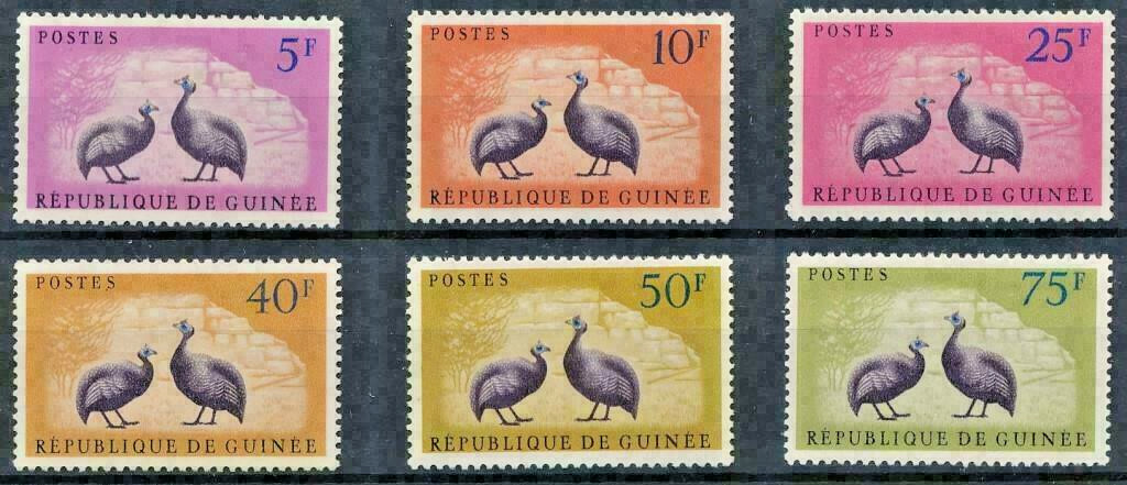 Birds - Fauna Guinea #223 - 228 Mint NH Complete 1961 Set $5.90 Retail Value