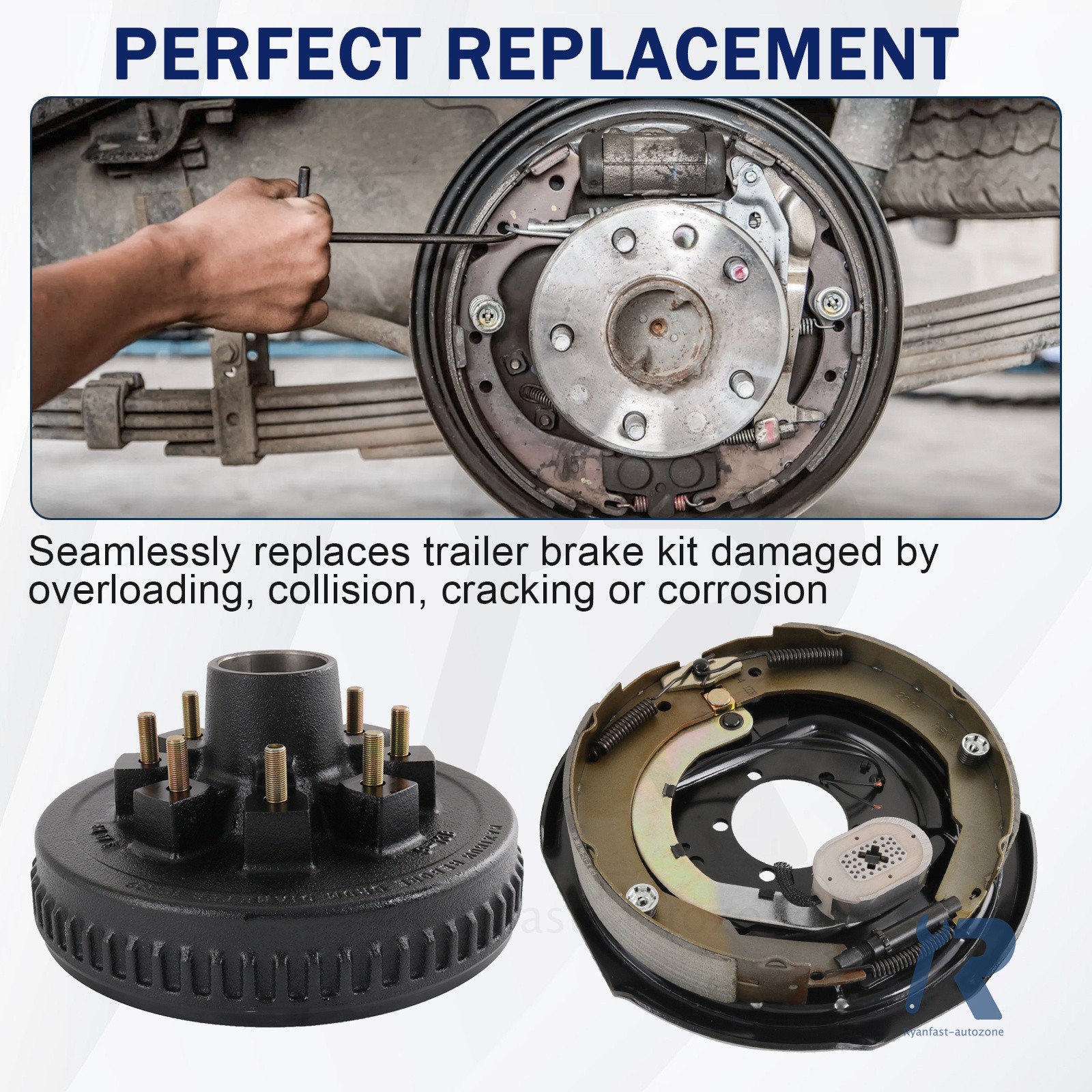 Trailer wheel hub kit 8 on 6.5" Bolt w/ 12" x 2" Left and Right Electric Brake