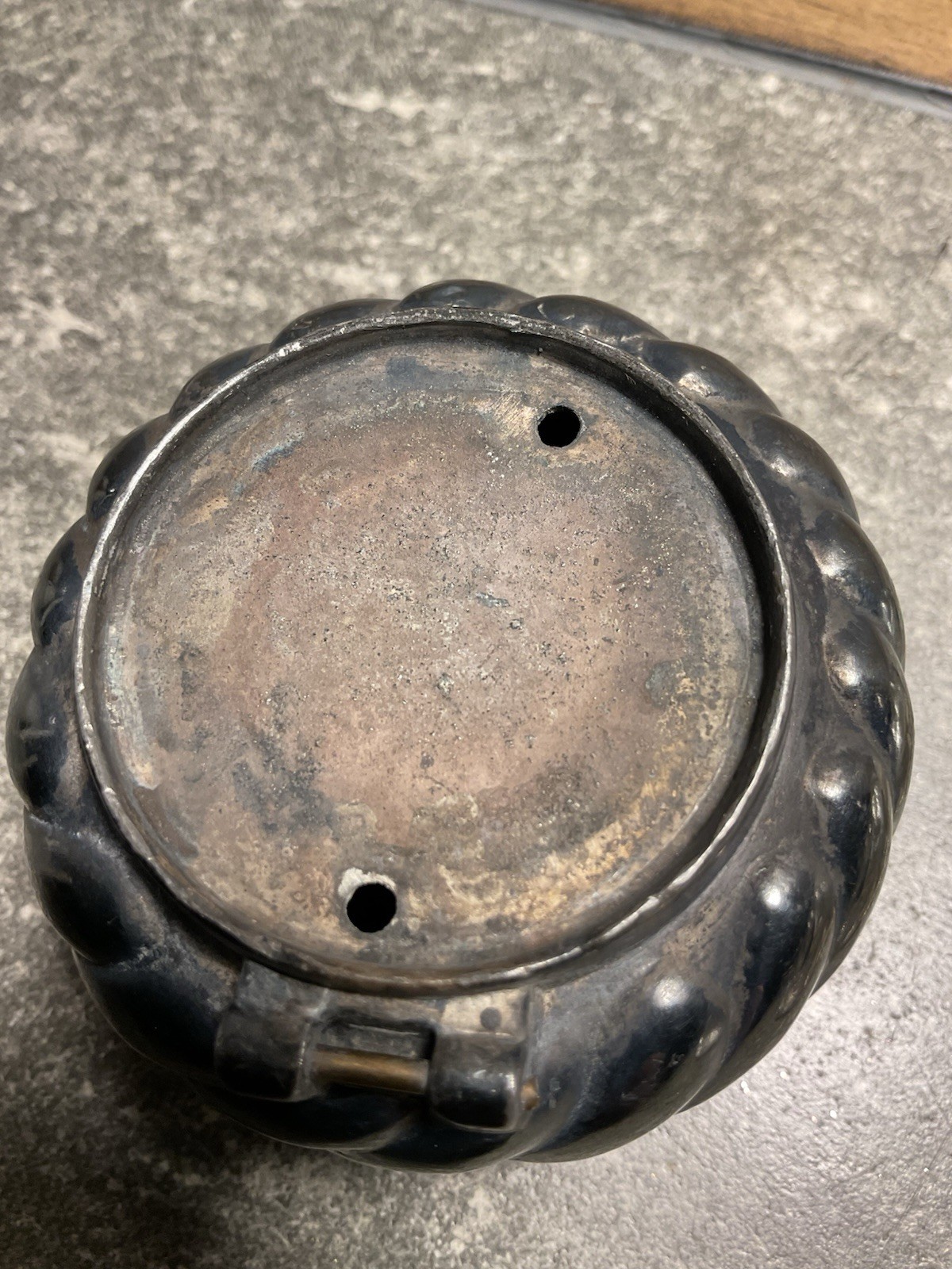 Antique Glass Inkwell Art Deco Swirled Top