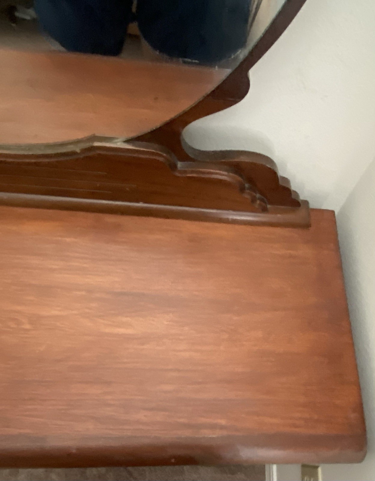 ANTIQUE 1920s Art Deco Waterfall? Oak Vanity Makeup Table With Drawer