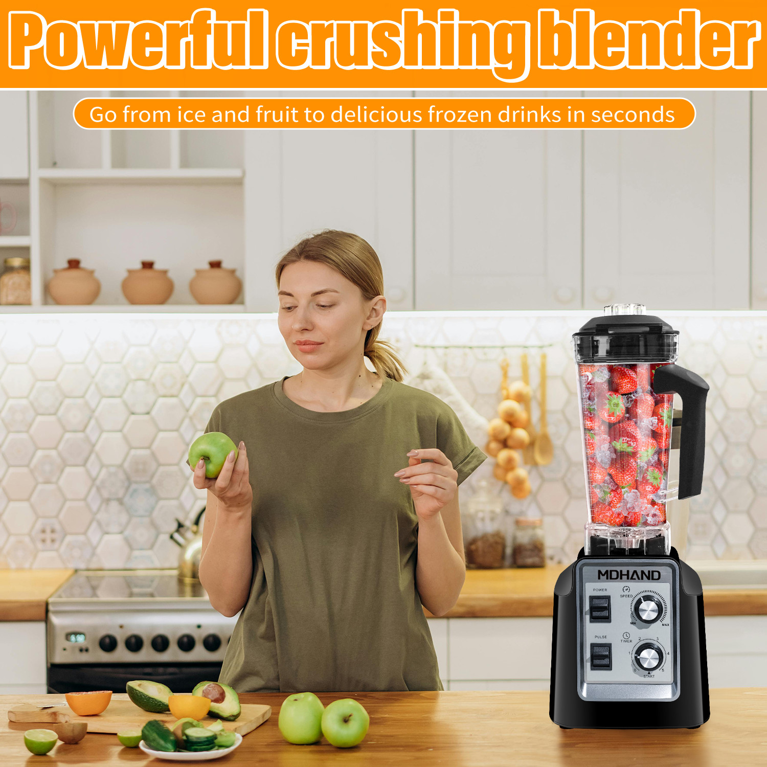Professional Blender Commercial Countertop Blenders 68 oz Smoothies Shakes