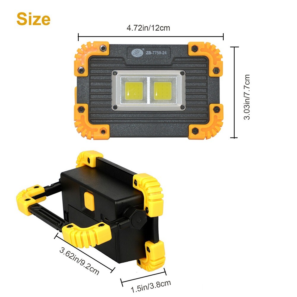 2X USB Rechargeable COB LED Work Light Lamp Floodlight Camping Emergency Torch