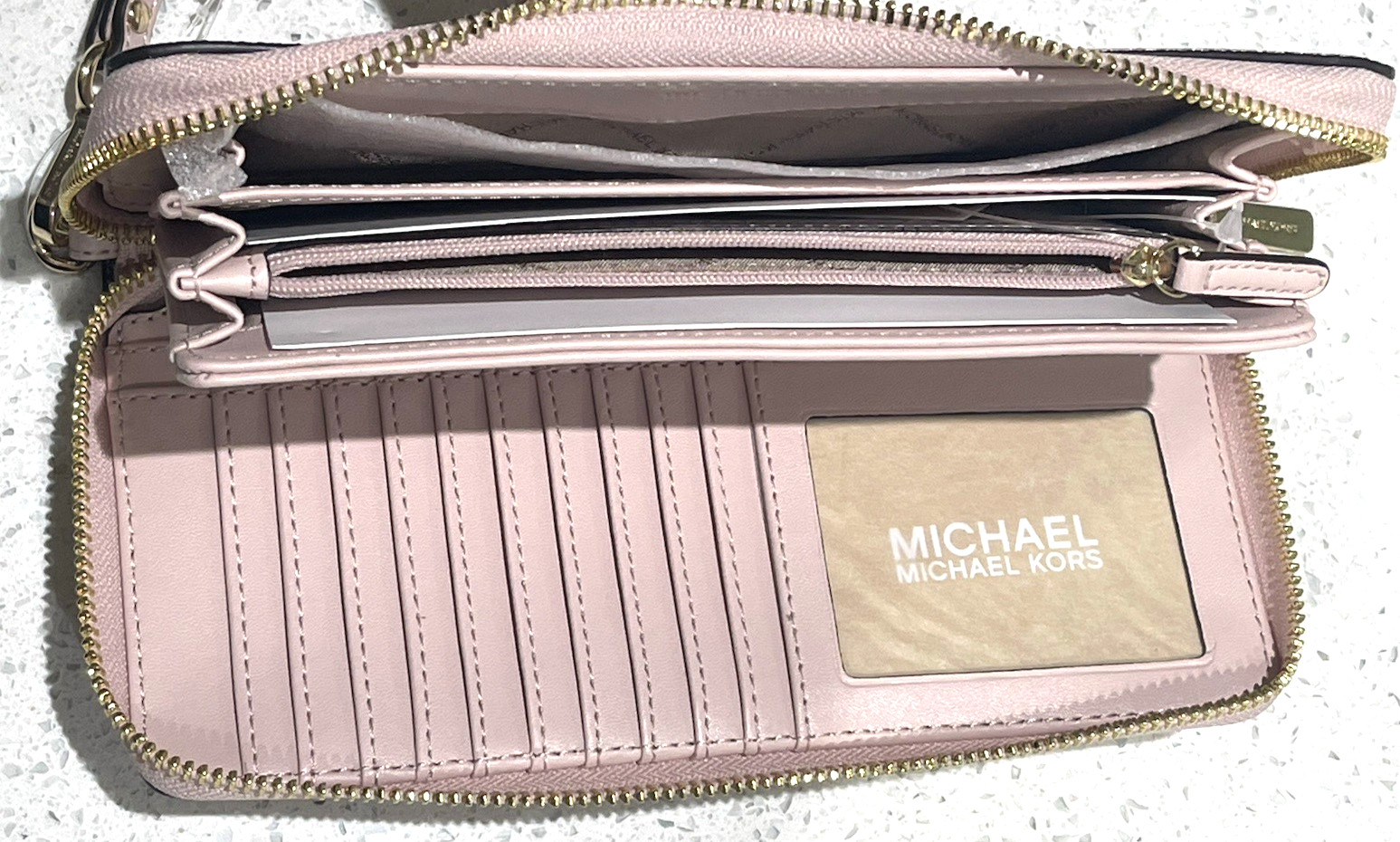 MICHAEL KORS JET SET TRAVEL LARGE CONTINENTAL WALLET BLUSH PINK MK SIGNATURE