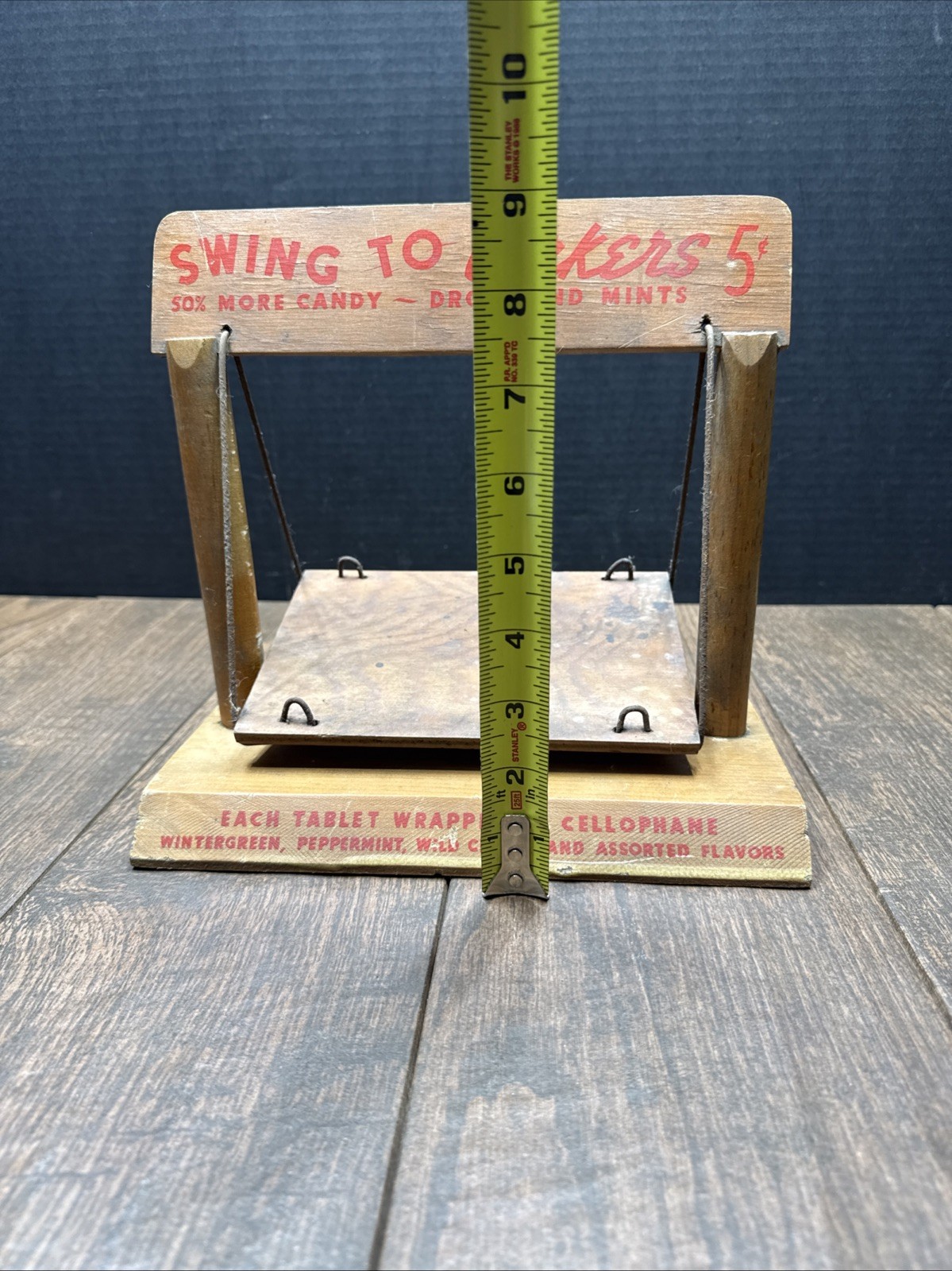 Vintage Advertising Swing To Corkers Chasers Candy Drops & Mints display Stand