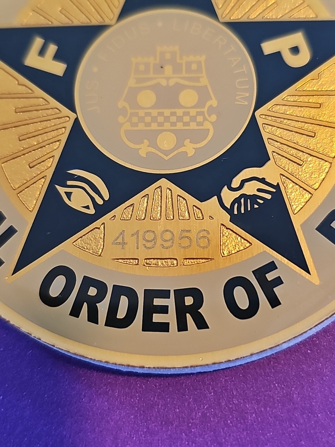 Fraternal Order Of Police 3" Thick Padded Hard Plastic Stick On Emblem Disc NEW