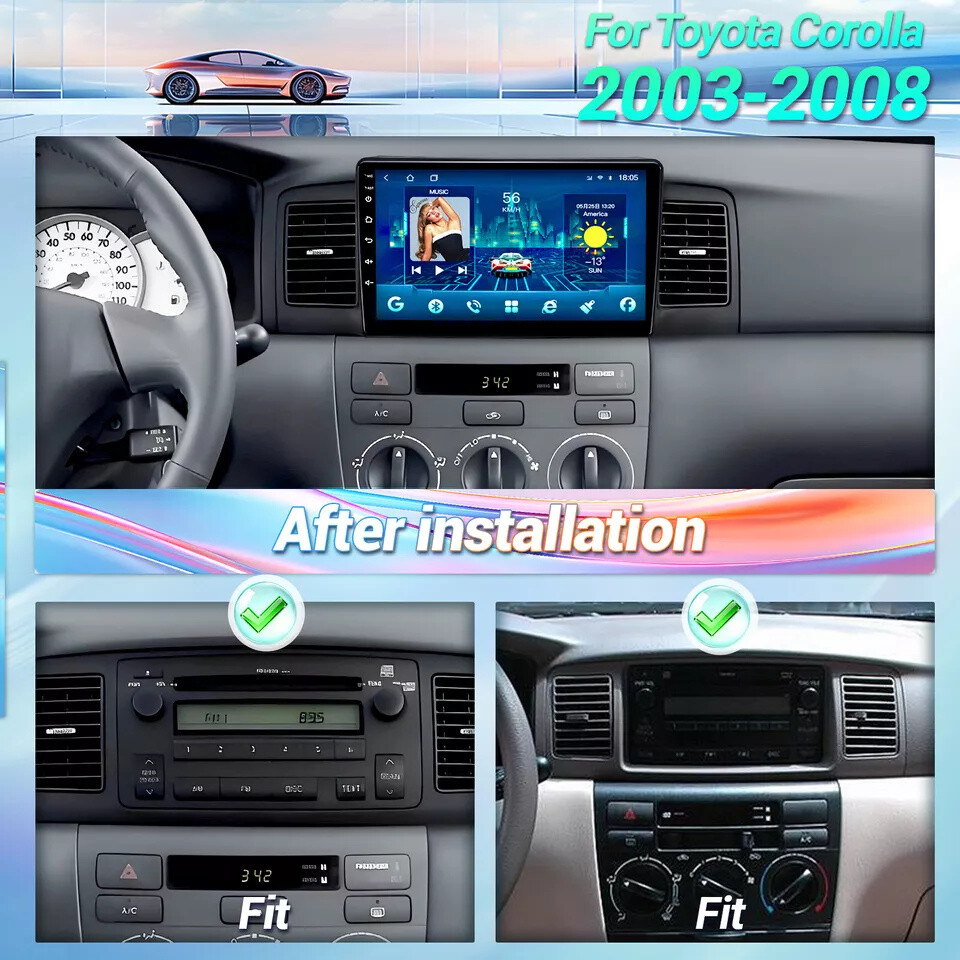For Toyota Corolla 2003-2008 Android 13 Car Stereo Radio GPS Navi Player WIFI BT