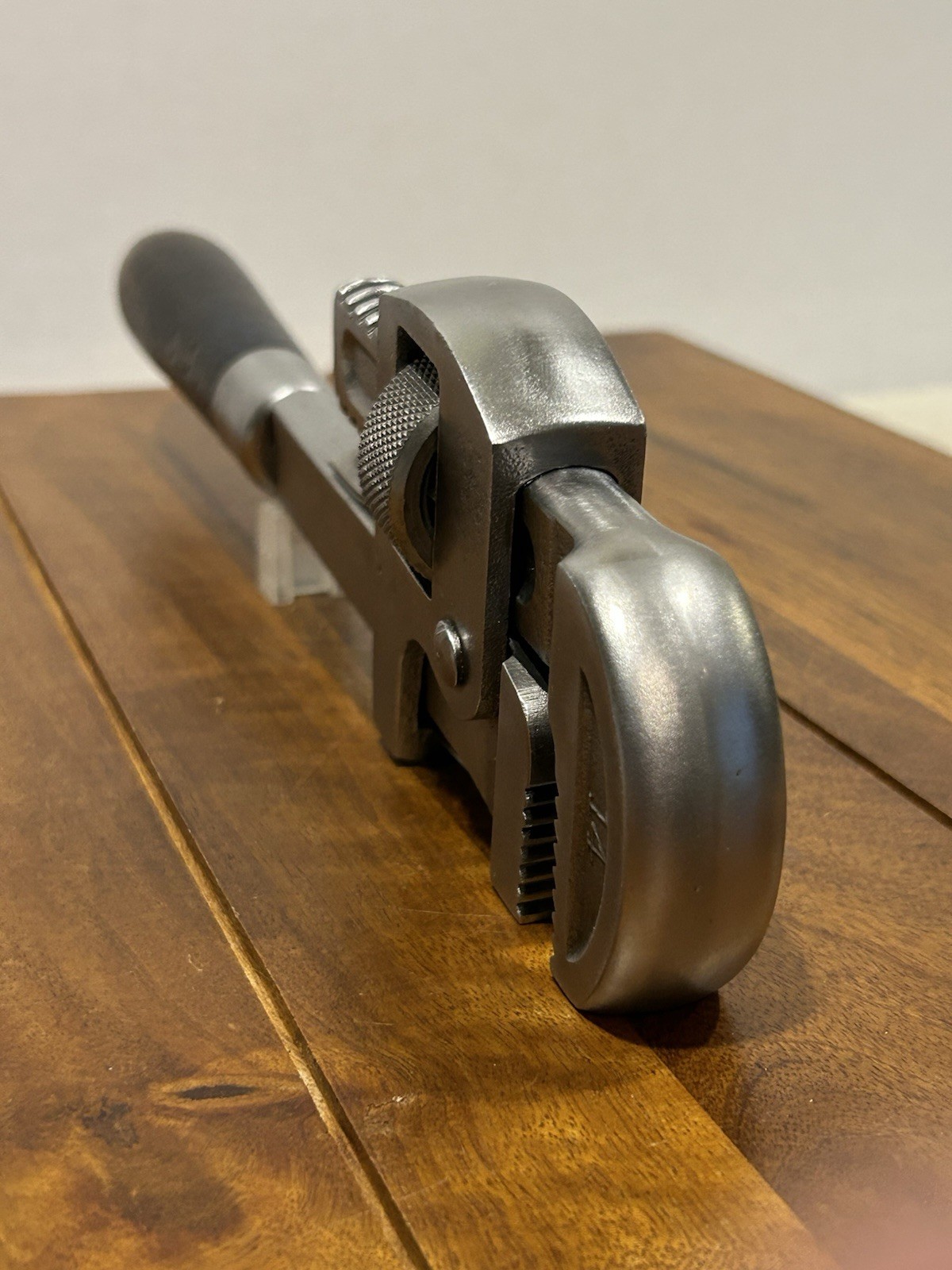 Vintage J.P. Danielson 14” Wood Handle Pipe Wrench Adjustable Monkey Wrench USA