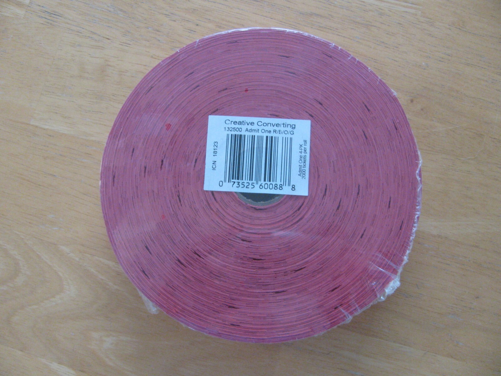 Creative Converting 1-Part ADMIT ONE Red Tickets 2000/Roll NIP