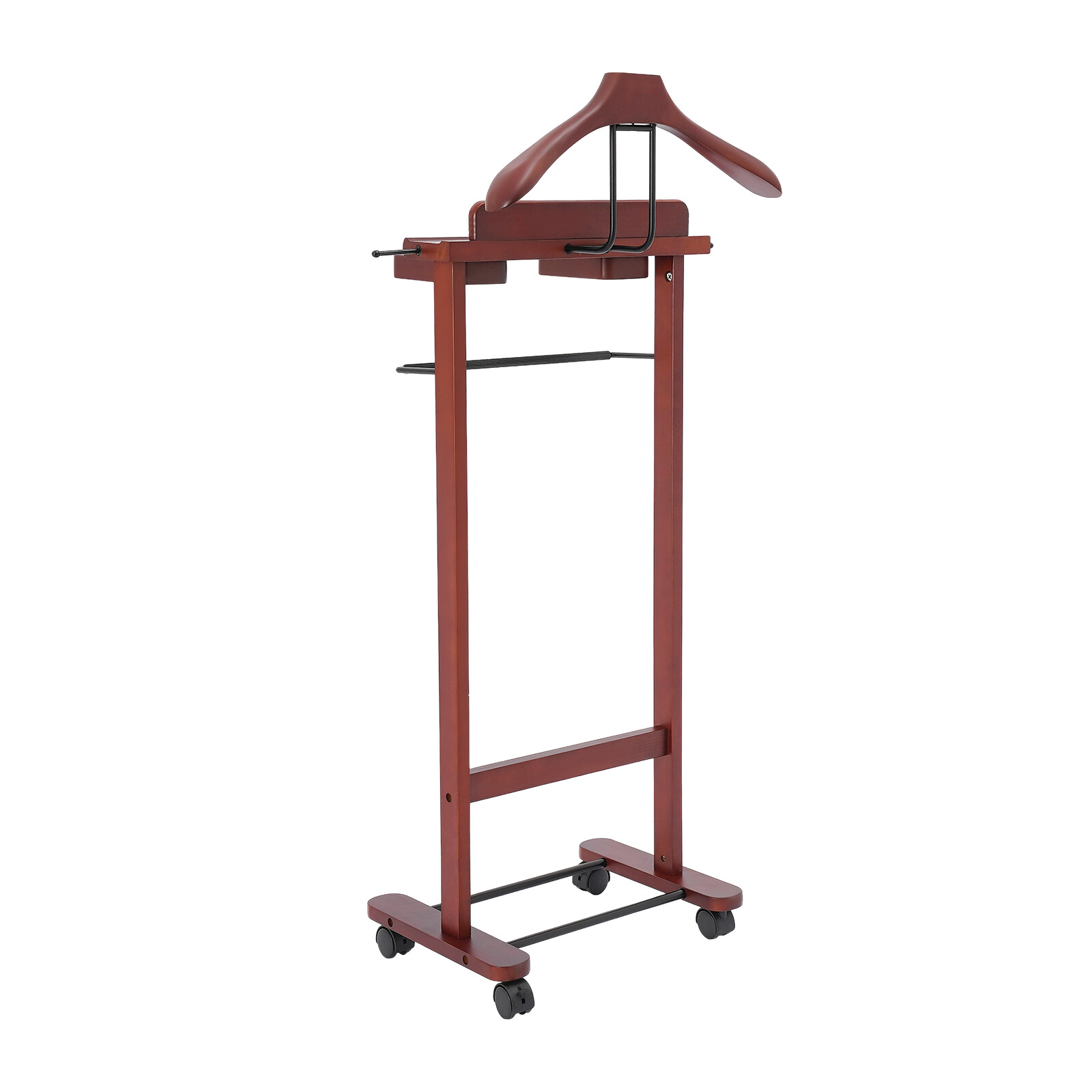30kg Capacity Wood Suit Rack Freestanding Clothing Stand Suit Stand W/Wheels