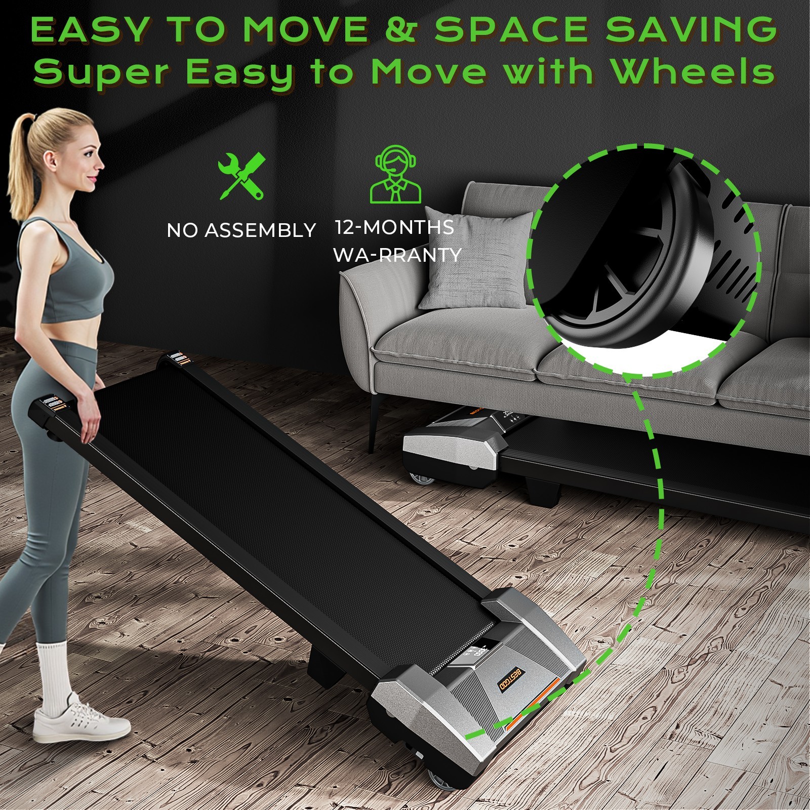 Auto Incline Treadmill 0-13% Slope 450LBS Capacity 2.5HP Quiet Motor LED Remote