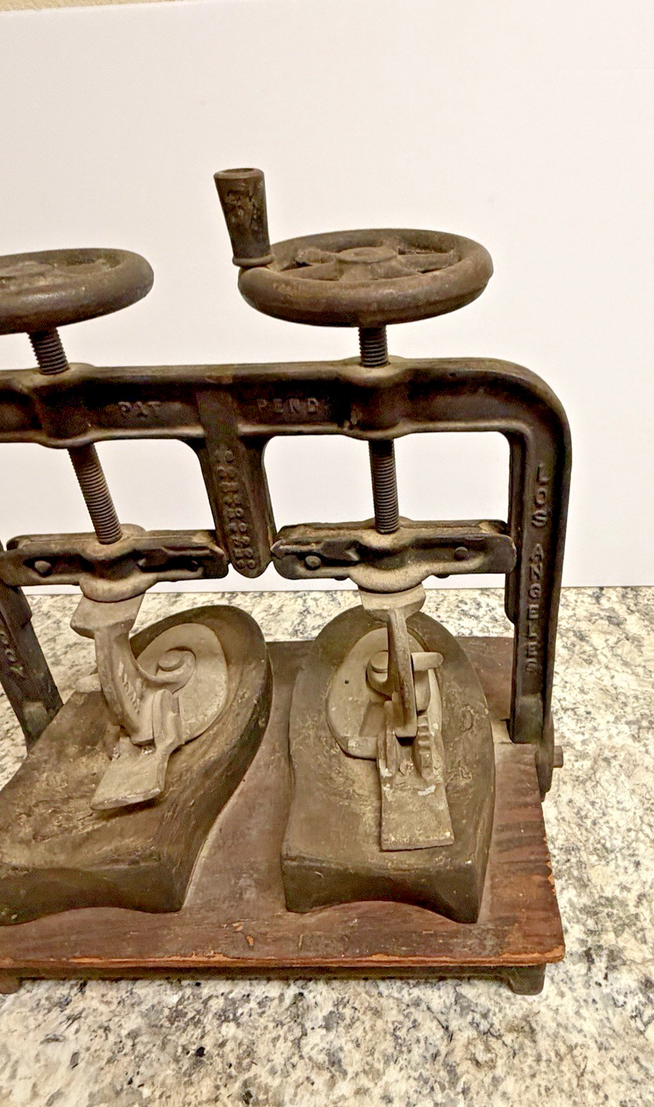 Antique Cast Iron Shoe Form Mold Press Cobbler Repair CL HUNTOON LOS ANGELES