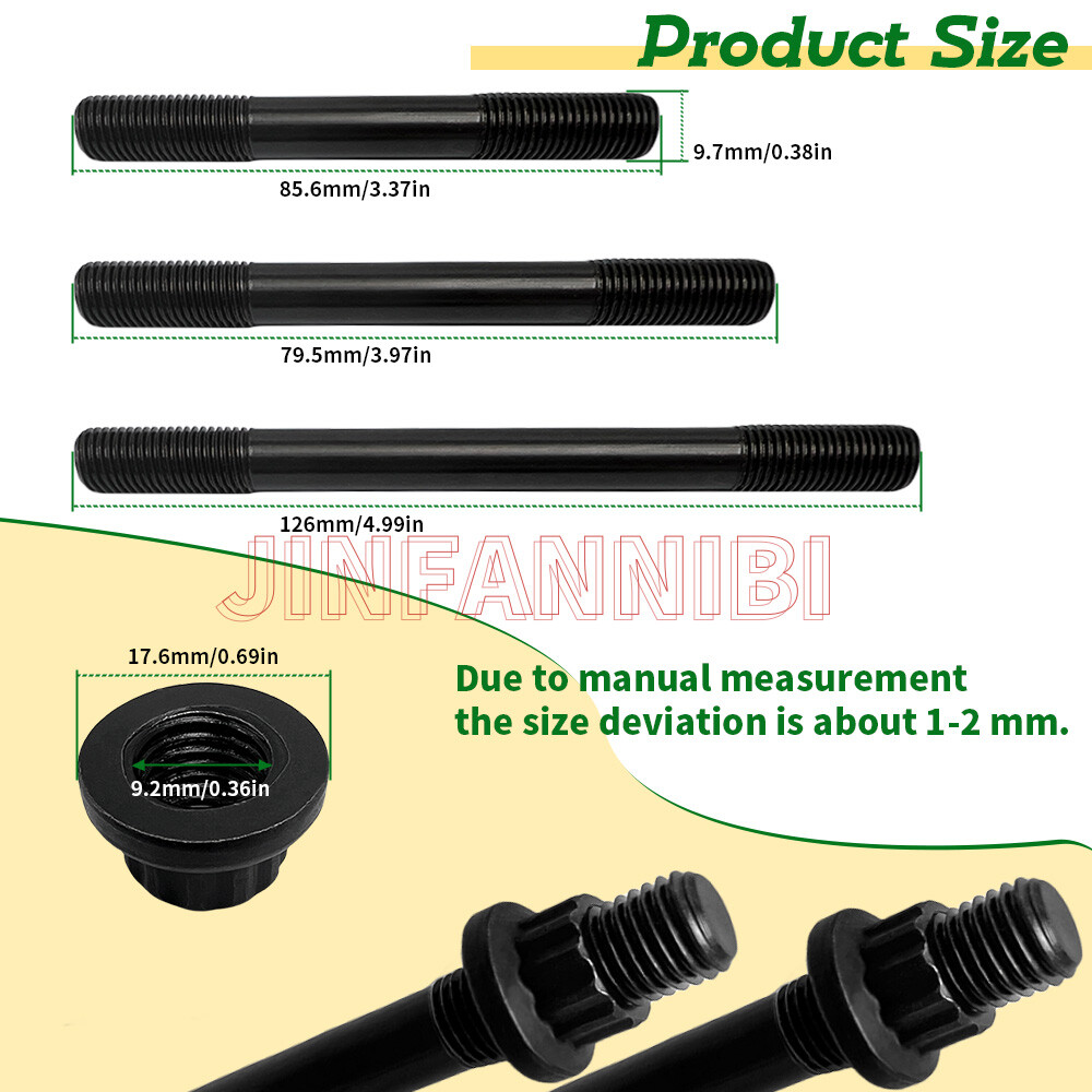 Heavy Duty Cylinder Head Studs Nut Kit for Honda Sportrax 400 TRX400EX 1999-2008