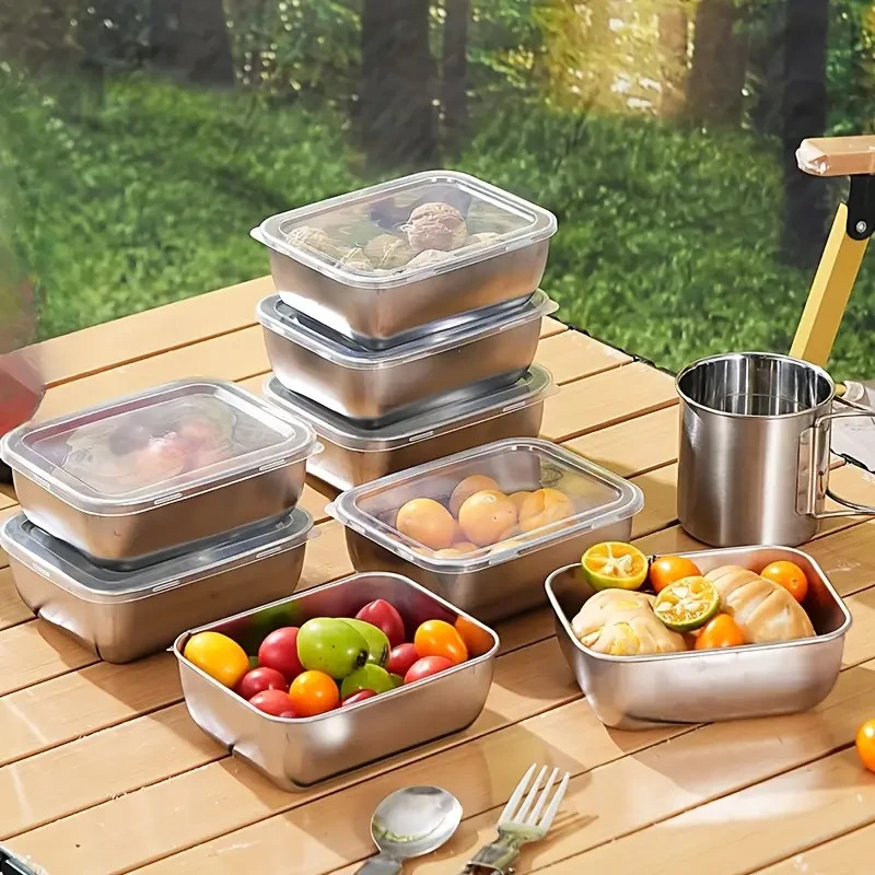 6 X Stainless Steel Food Storage Containers with Lids – Lunch & Prep Set