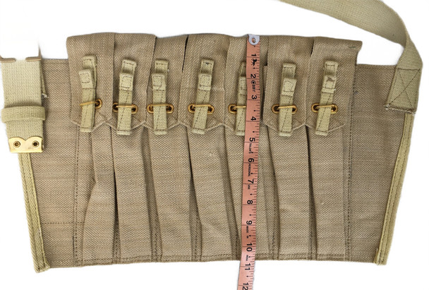 WW2 British Army 7 Pocket STEN Mag Pouch Bandolier 1944 Reproduction Light Khaki