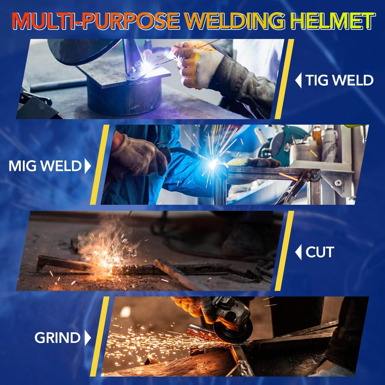 TRQWH True Color Welding Helmet Auto Darkening Solar 4 Arc Sensor Large View