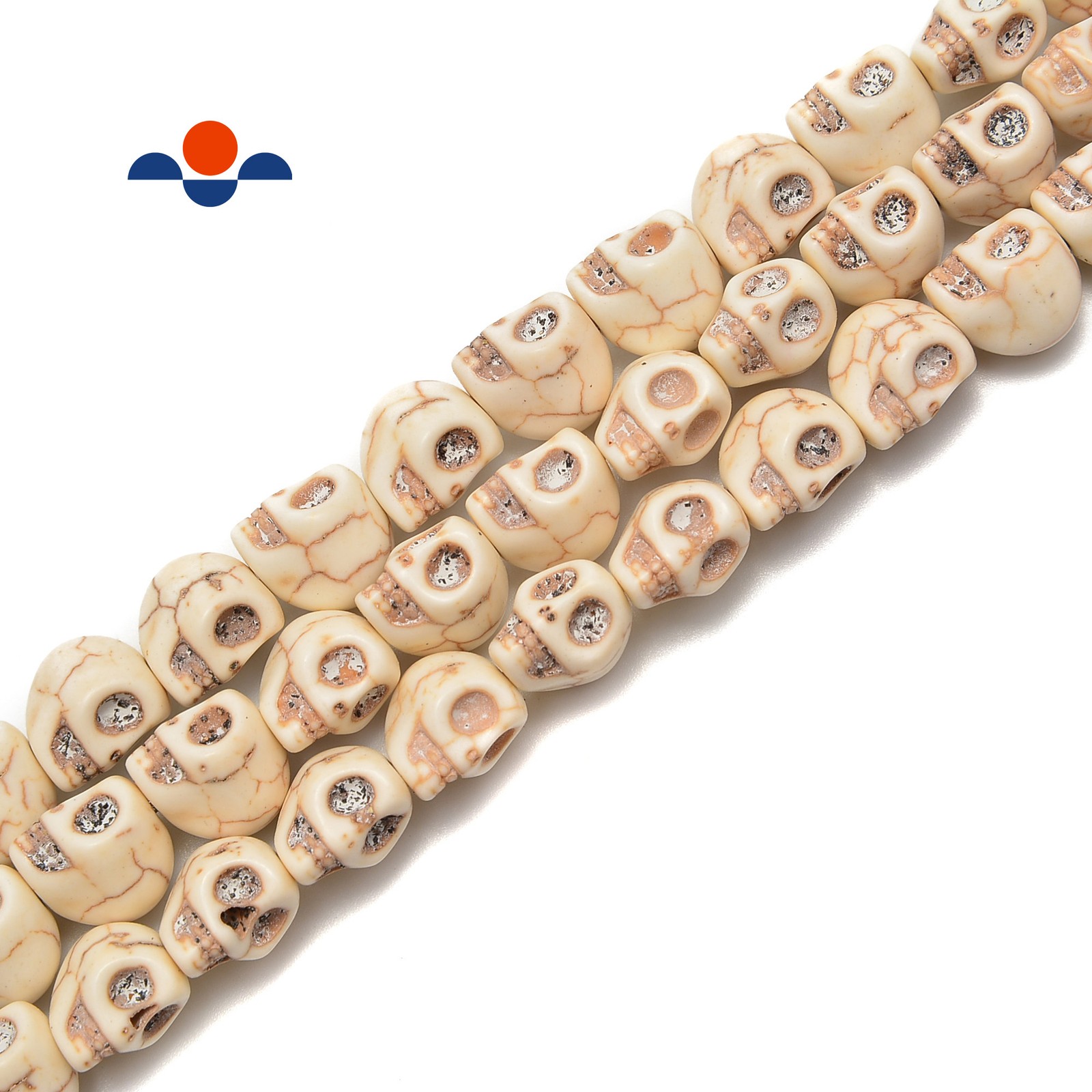 White Howlite Turquoise Skull Beads 6x8mm 8x10mm 10x12mm 18x23mm 15.5" Strand