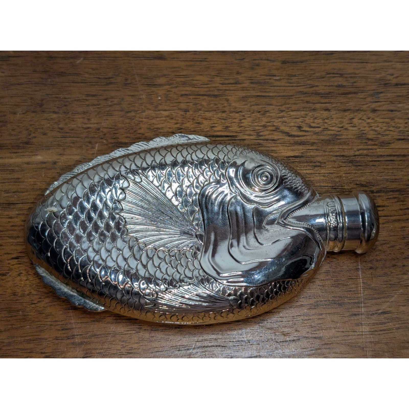 Vintage TOWLE Silverplate Fish Liquor Flask 6"