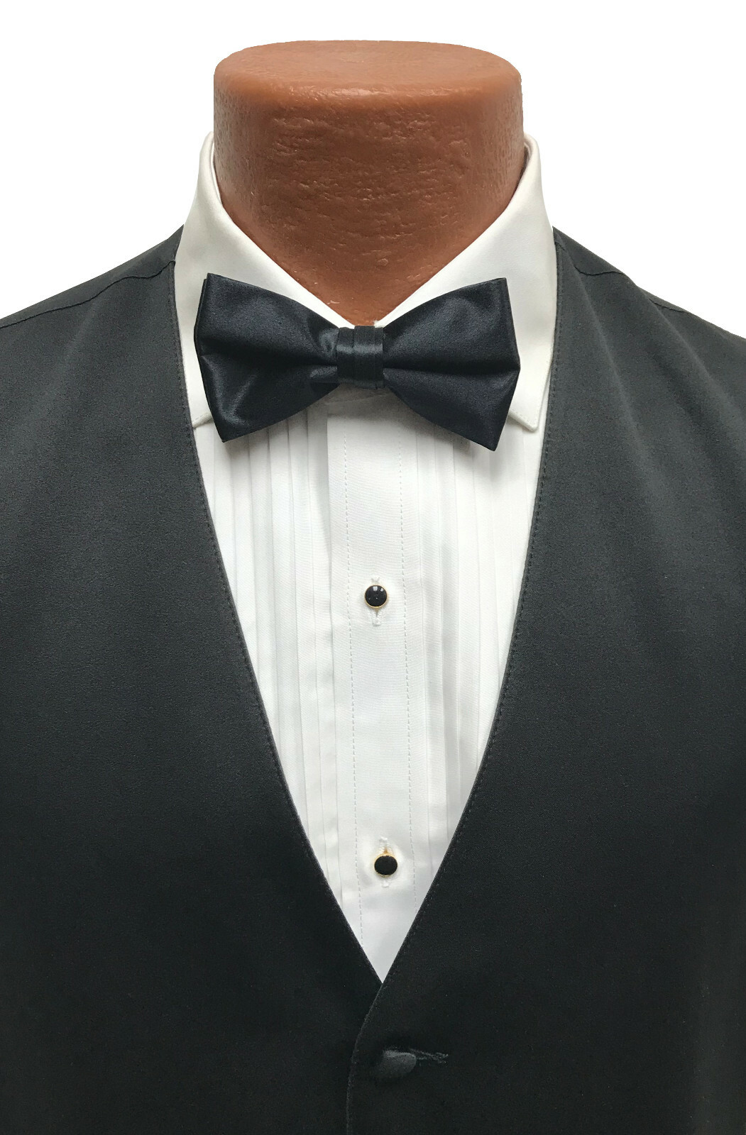 Men's Larr Brio Black Satin Tuxedo Vest and Bow Tie Mason Wedding Groom Large L