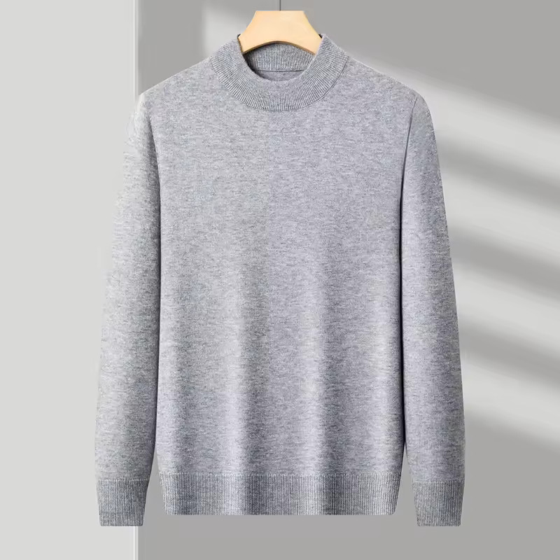 Men's Cashmere Sweater Mock Neck Sweaters Knit Pullover for Male Men Knitwear.