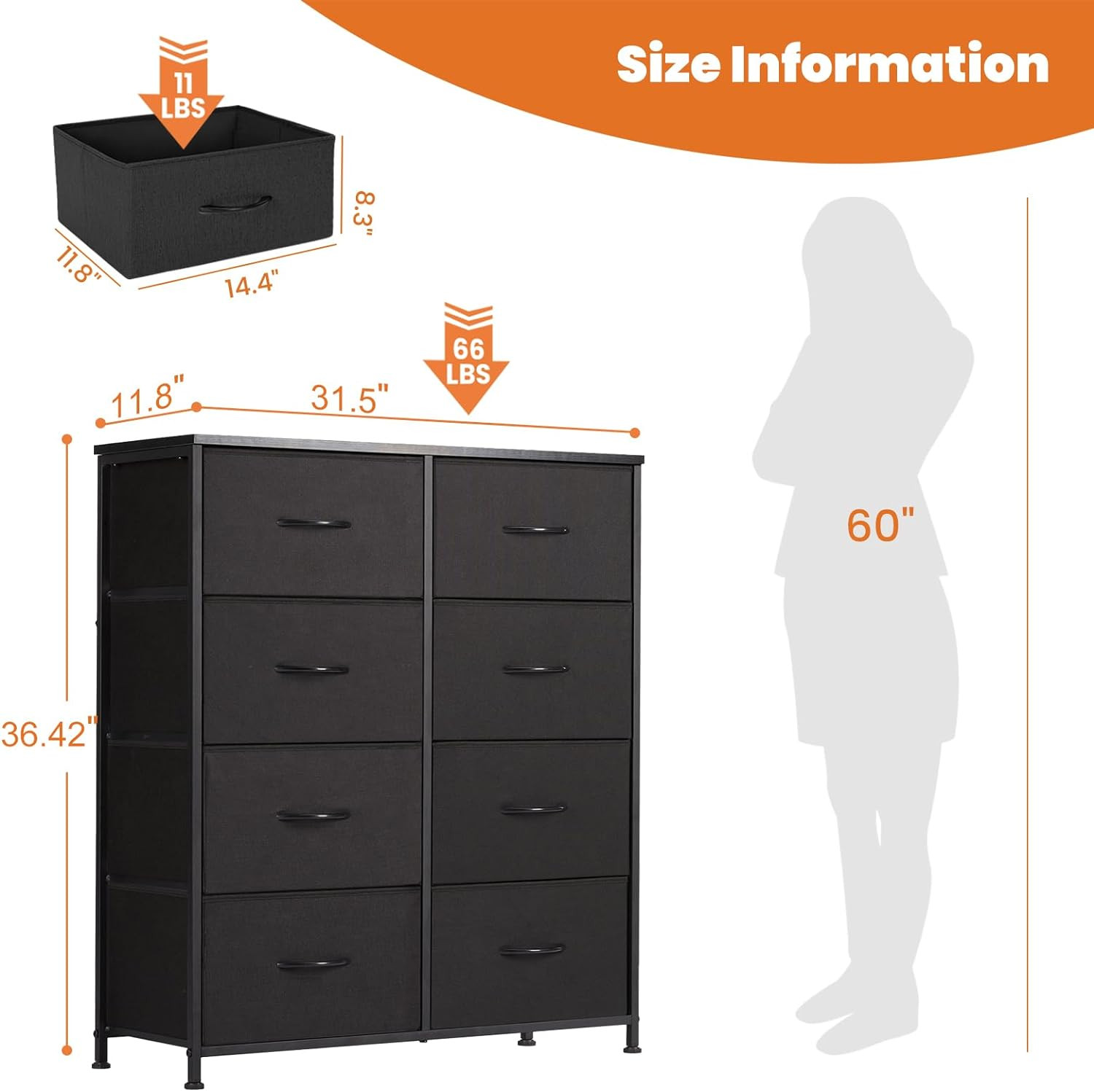 Dresser, Dresser for Bedroom Drawer Organizer Storage Drawers, Fabric Storage To