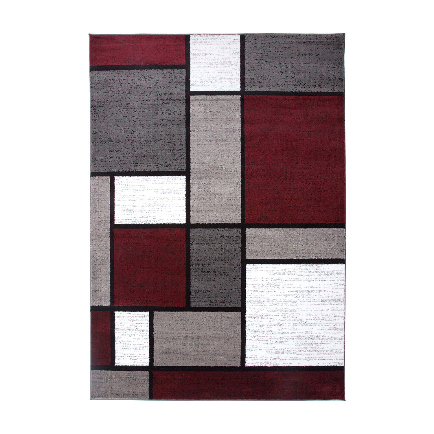 Rugshop Area Rug Contemporary Modern Boxed Color Block Rugs for Living Room 8X10