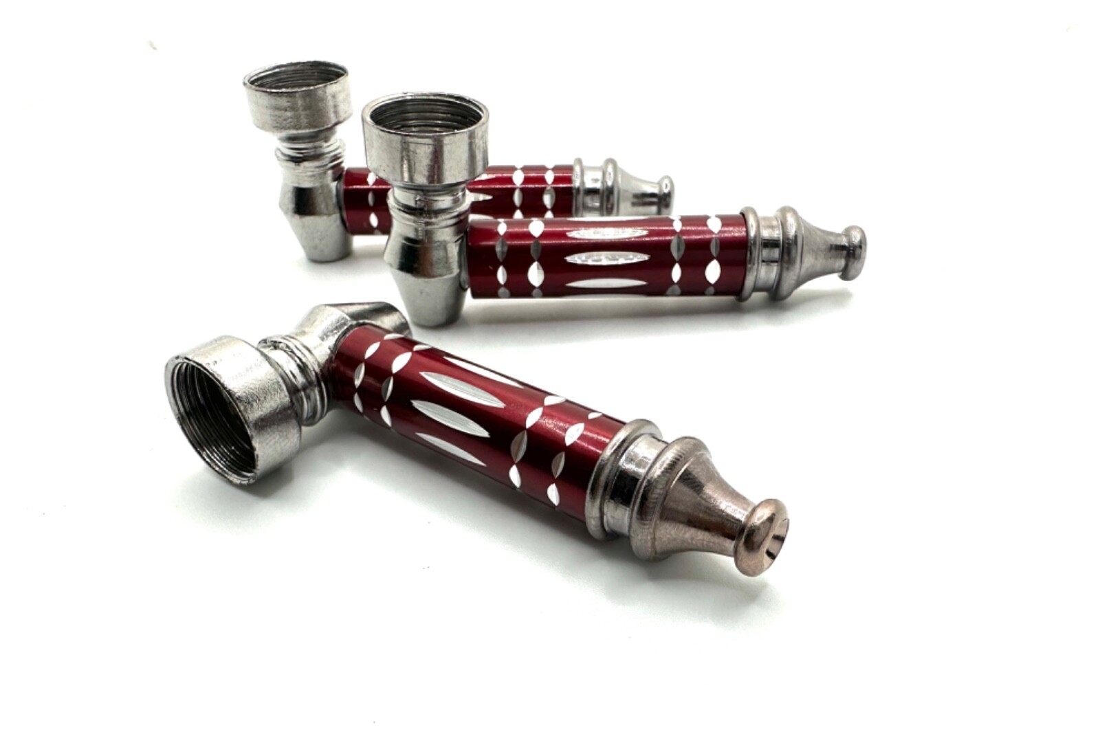 3X Red Metal Smoking Pipes + Tobacco Screens For Bowl SAME DAY SHIP