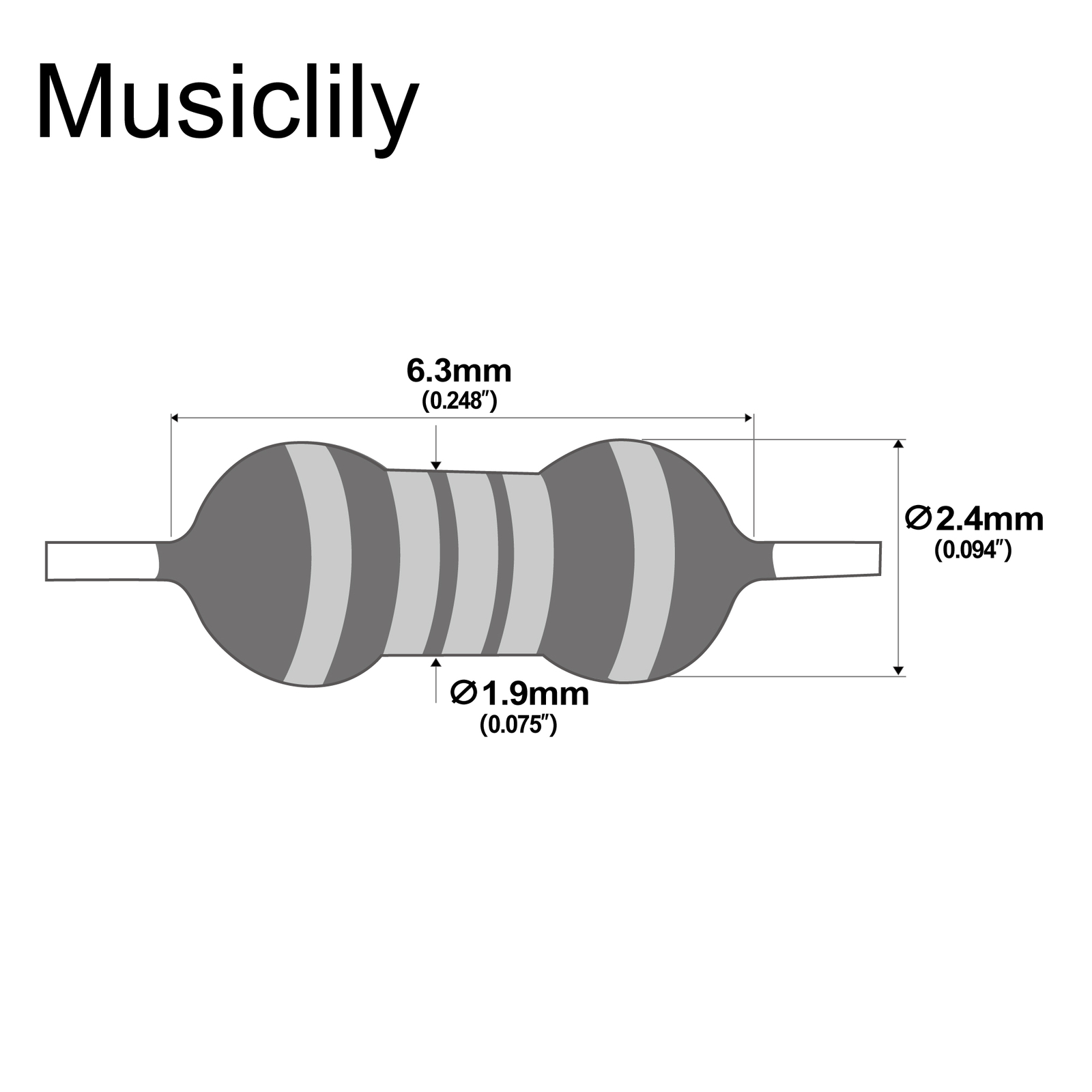 Musiclily Pro Metal Film Precision Resistor 470kΩ 250mW For Guitar Wiring Mods