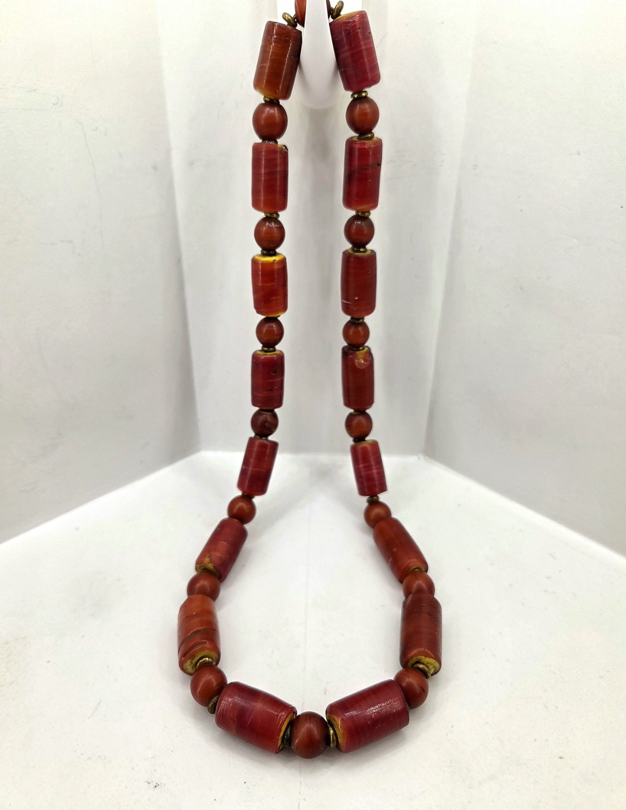 Hudson Bay Trade Bead Necklace Venetian Cornaline D'aleppo Yellow Core Antique B