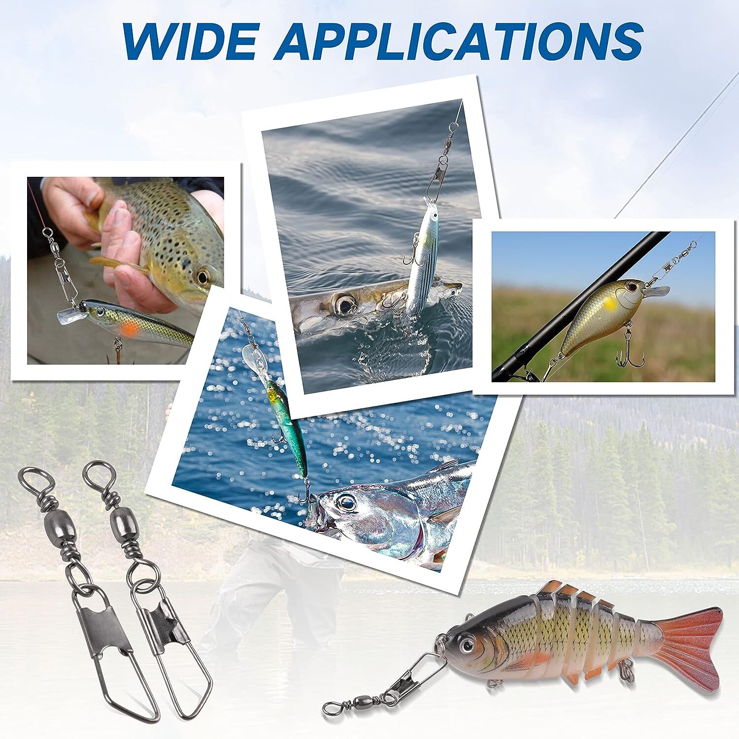 50/100PCS Fishing Barrel Swivel with Interlock Snap Fishing Swivel Size 14#-3/0