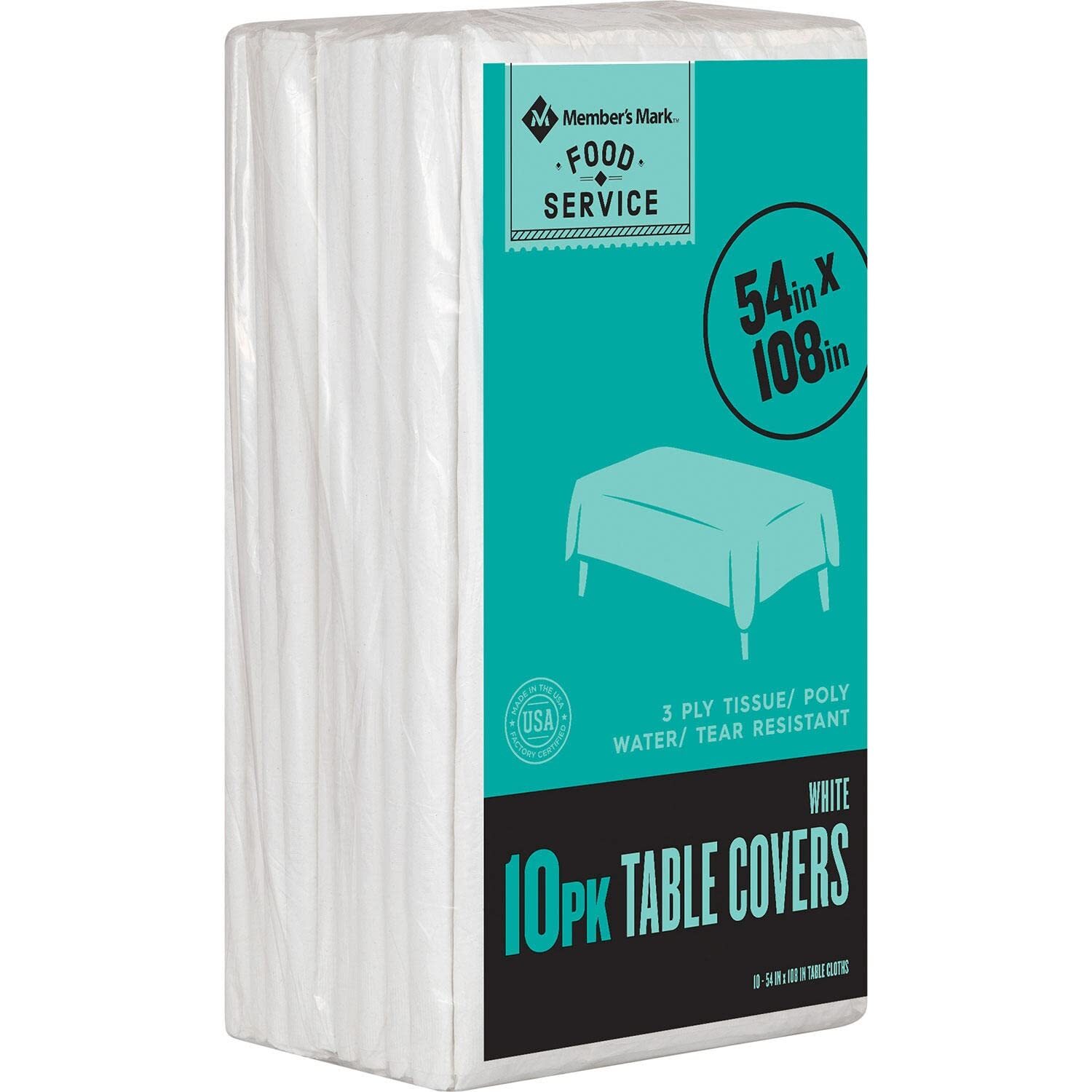 Member's Mark White 3-Ply Tissue Tablecovers, 54" x 108" (10 Count)