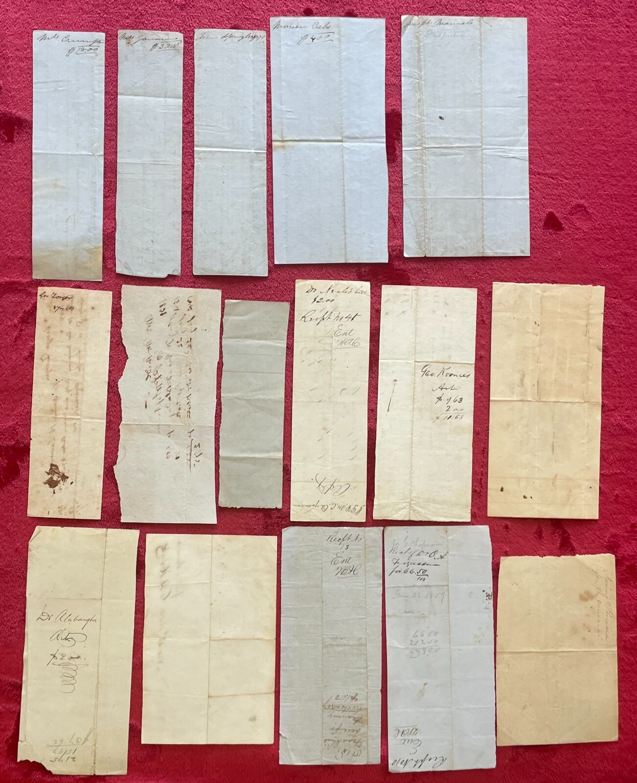 1832-1861 DOCTORS BILLS FOR DIFFERENT AILMENTS, TOOTH EXTRACTIONS & VACCINATIONS