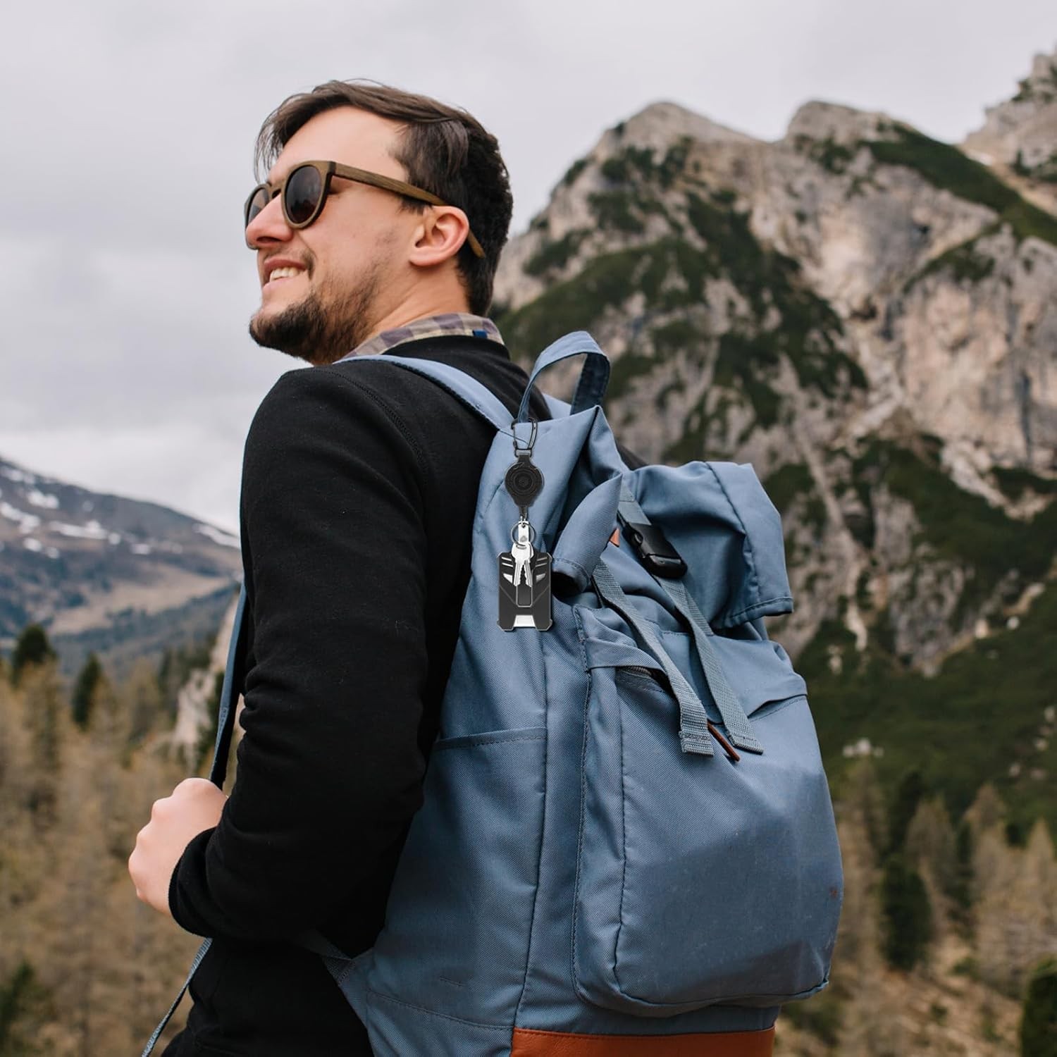 2Pack Heavy Duty Retractable Keychain, Tactical ID Badge Holder Reel Carabiner C