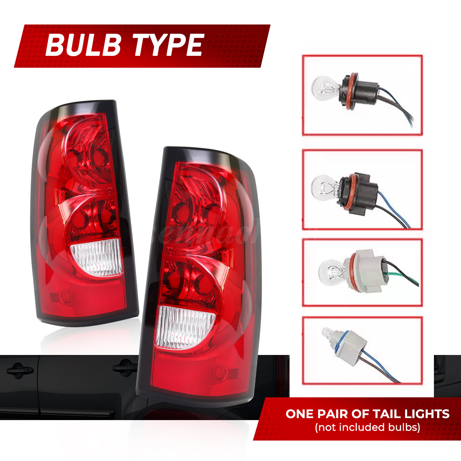 Tail Lights For 2003-2006 Chevy Silverado 1500 2500 3500 HD Rear Brake Lamps L+R