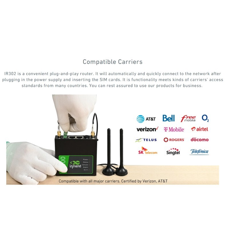 InHand IR302 Wireless Rugged Industrial Router IO Port 4G LTE CAT4 Unlocked