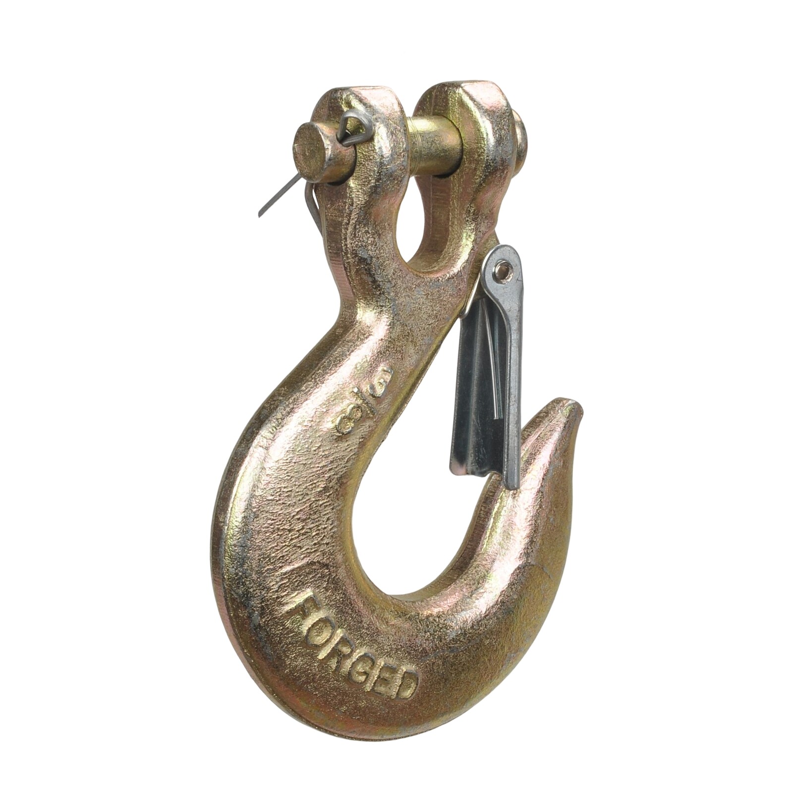 (2) 3/8" Grade 70 Steel Heavy Duty Forged Clevis Slip Hook With Safety Latch