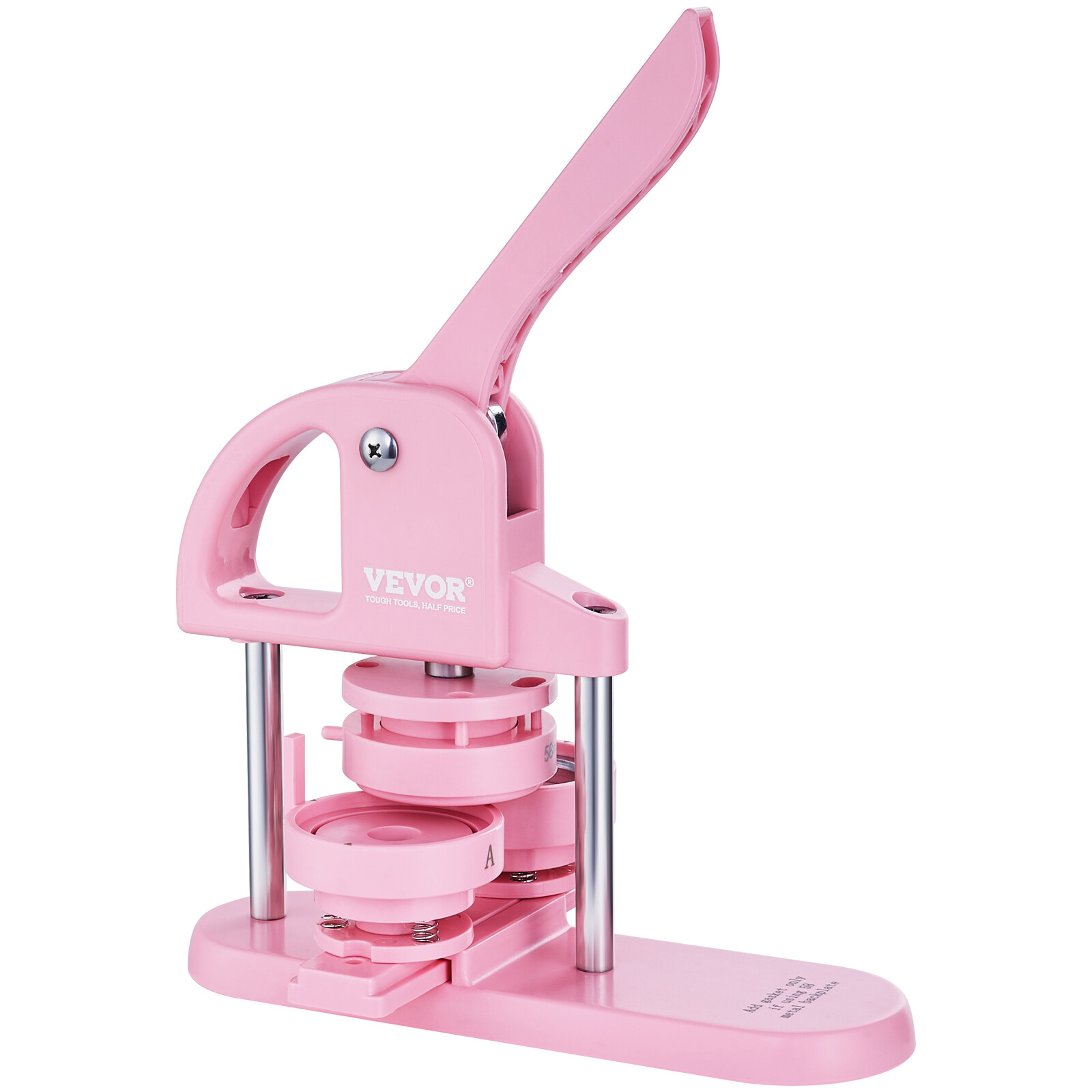 VEVOR Button Maker Machine Pin Badge Maker 1/1.25/2.28 inch 3-in-1 Pink for DIY