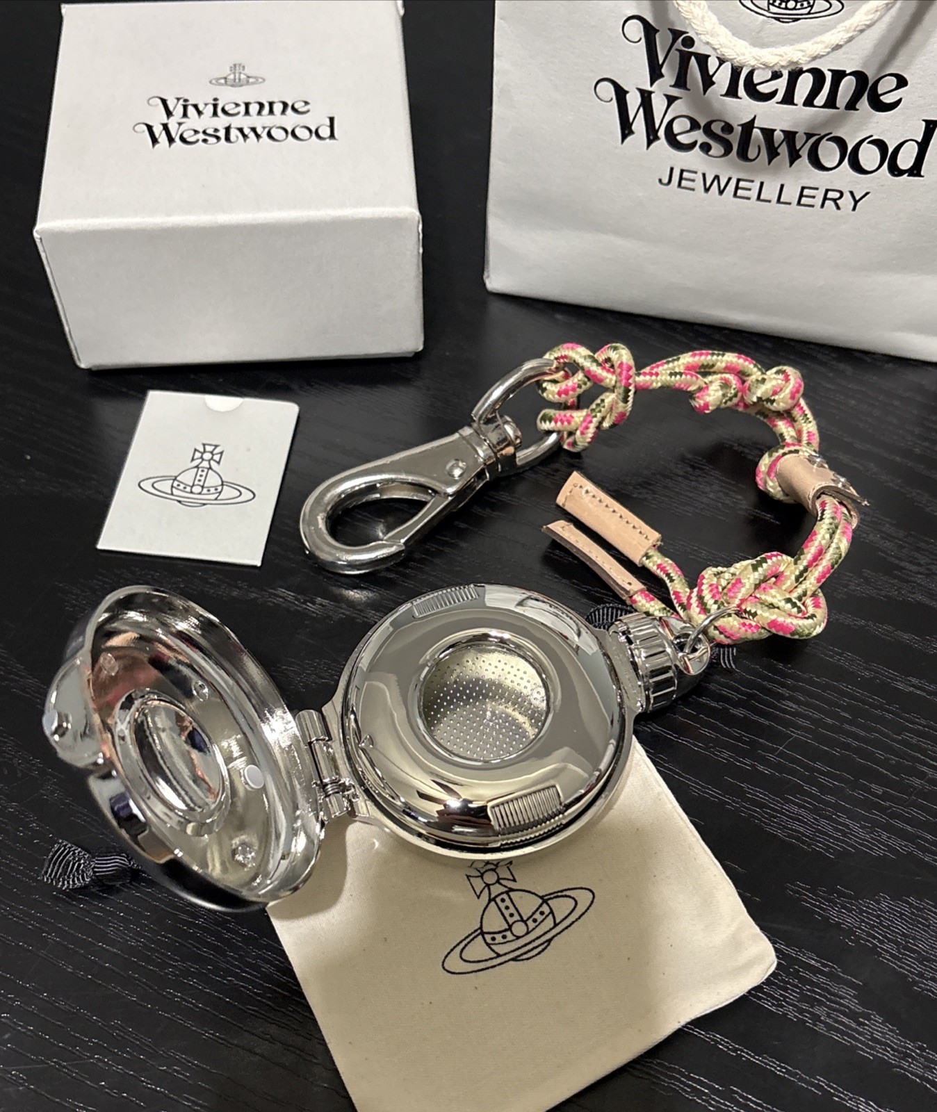 Vivienne Westwood ORB Portable Ashtray Silver Mixed-color Paracord New With Box