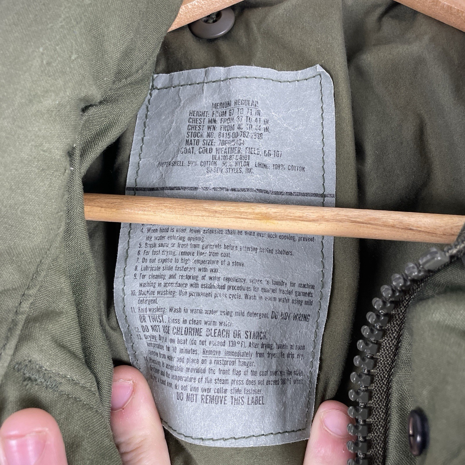 VTG 80s Coat Cold Weather Field OG107 US Military Issue Jacket Mens Medium