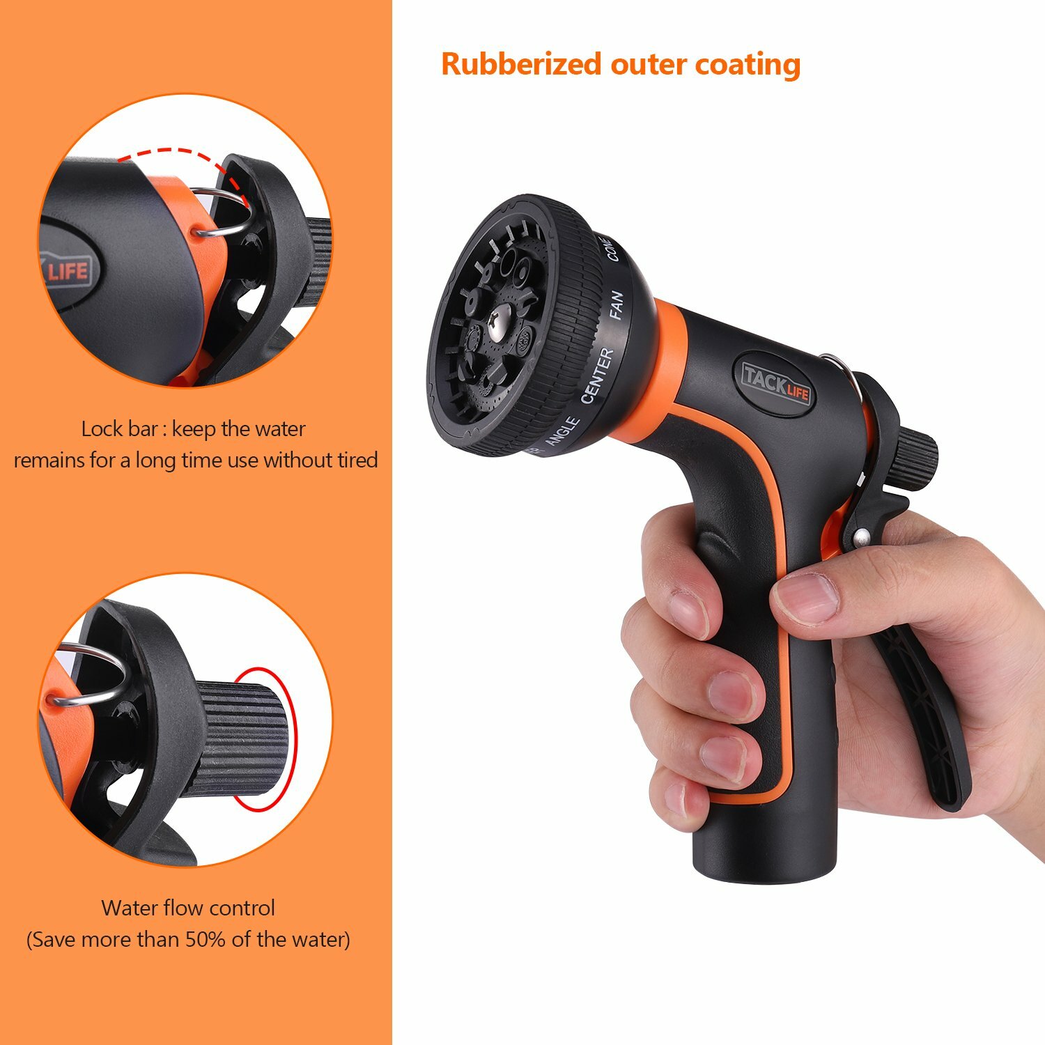 TACKLIFE Garden Hose Nozzle/Spray Nozzle 10 Patterns Water Nozzle/High Pressure/