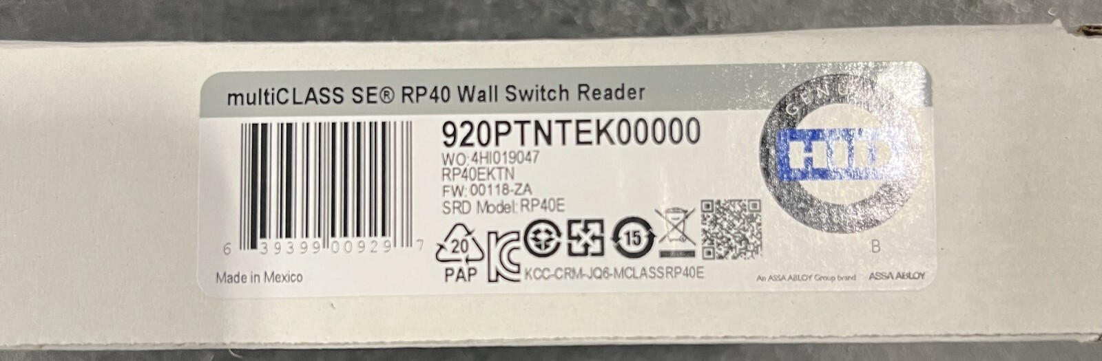 920PTNTEK00000 HID multiCLASS Wall Switch Mount Smart Card Reader SE RP40 New