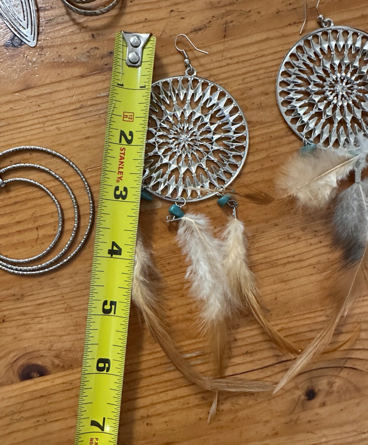 Lot Of 4 Pairs of Silver Tone Dangle Earrings Faux Gem Fantasy