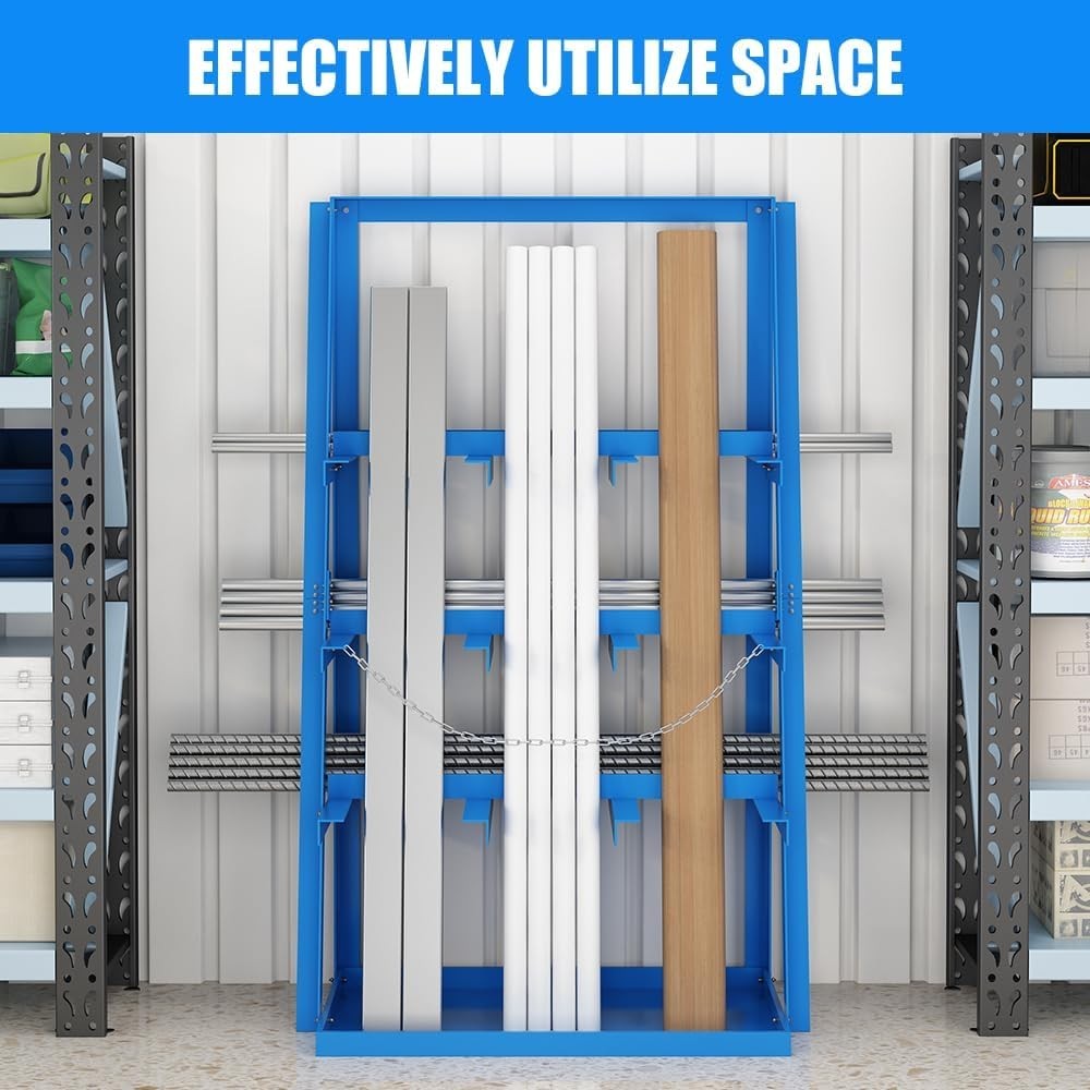 3000LBS Vertical Bar Rack 39" x 24" x 84" Lumber/Pipe Storage with Safety Chain