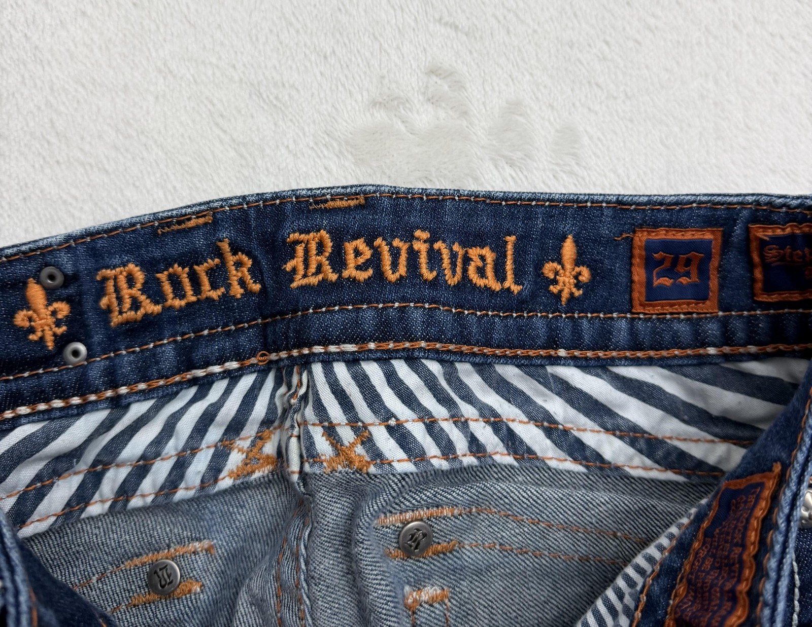 Rock Revival Stephanie Boot Jeans Womens 30x34 Bootcut Embroidered Pockets Denim