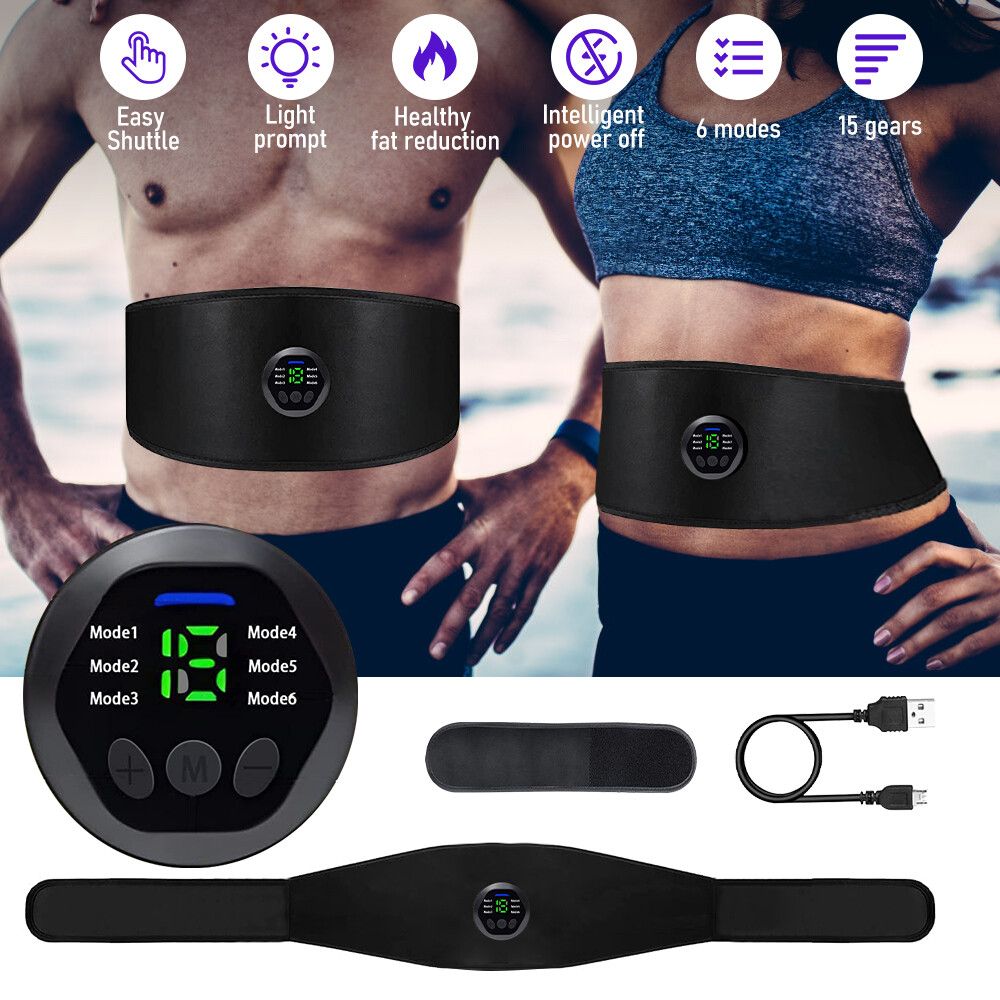 Rechargeable EMS Abdominal Muscle Toning Belt Trainer ABS Stimulator Toner Belt