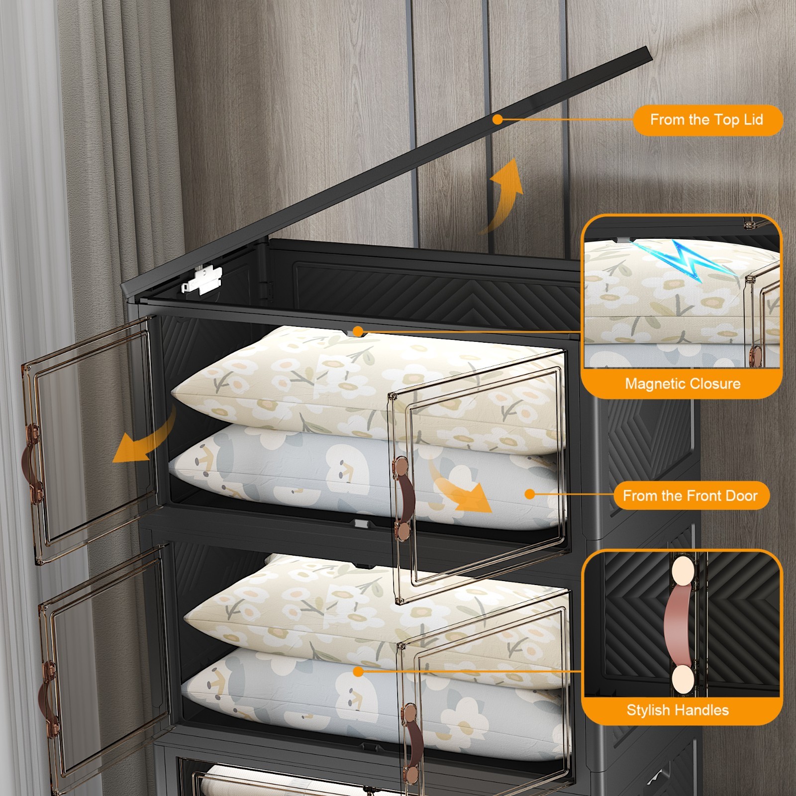 UAMFURI Extra Large Stackable Storage Bins with Lids & Wheels & Door Containers