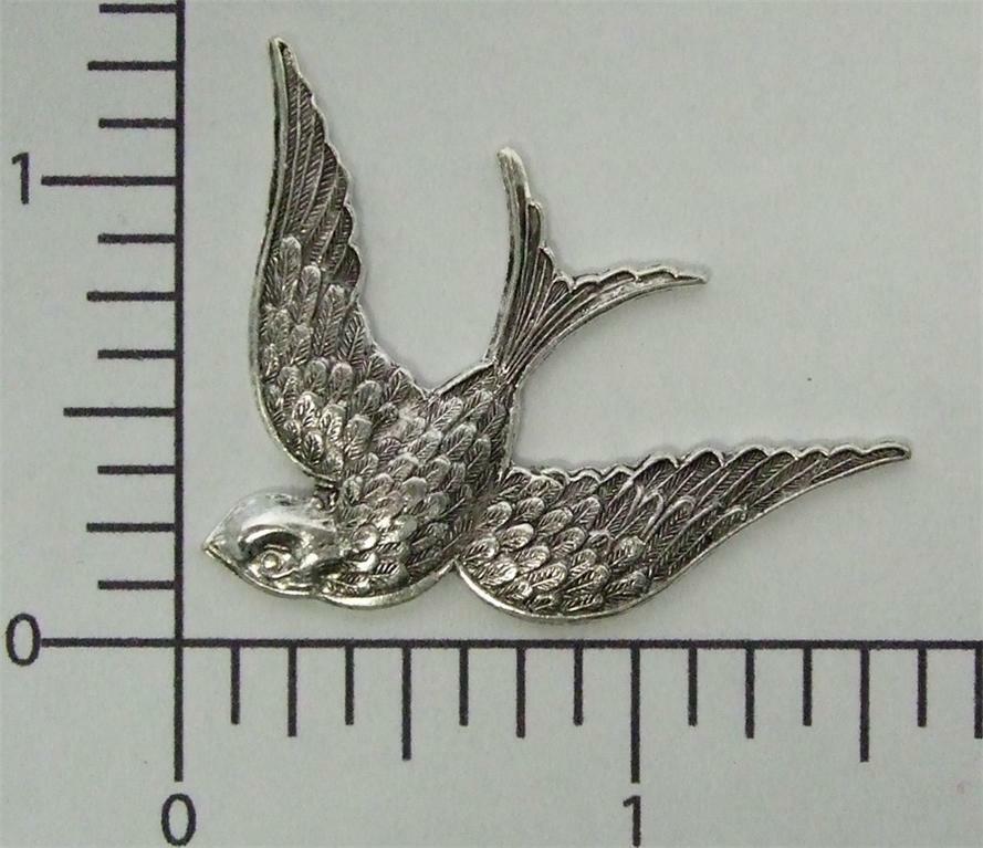 35794         Matte Silver Oxidized Victorian Flying Bird Jewelry Finding