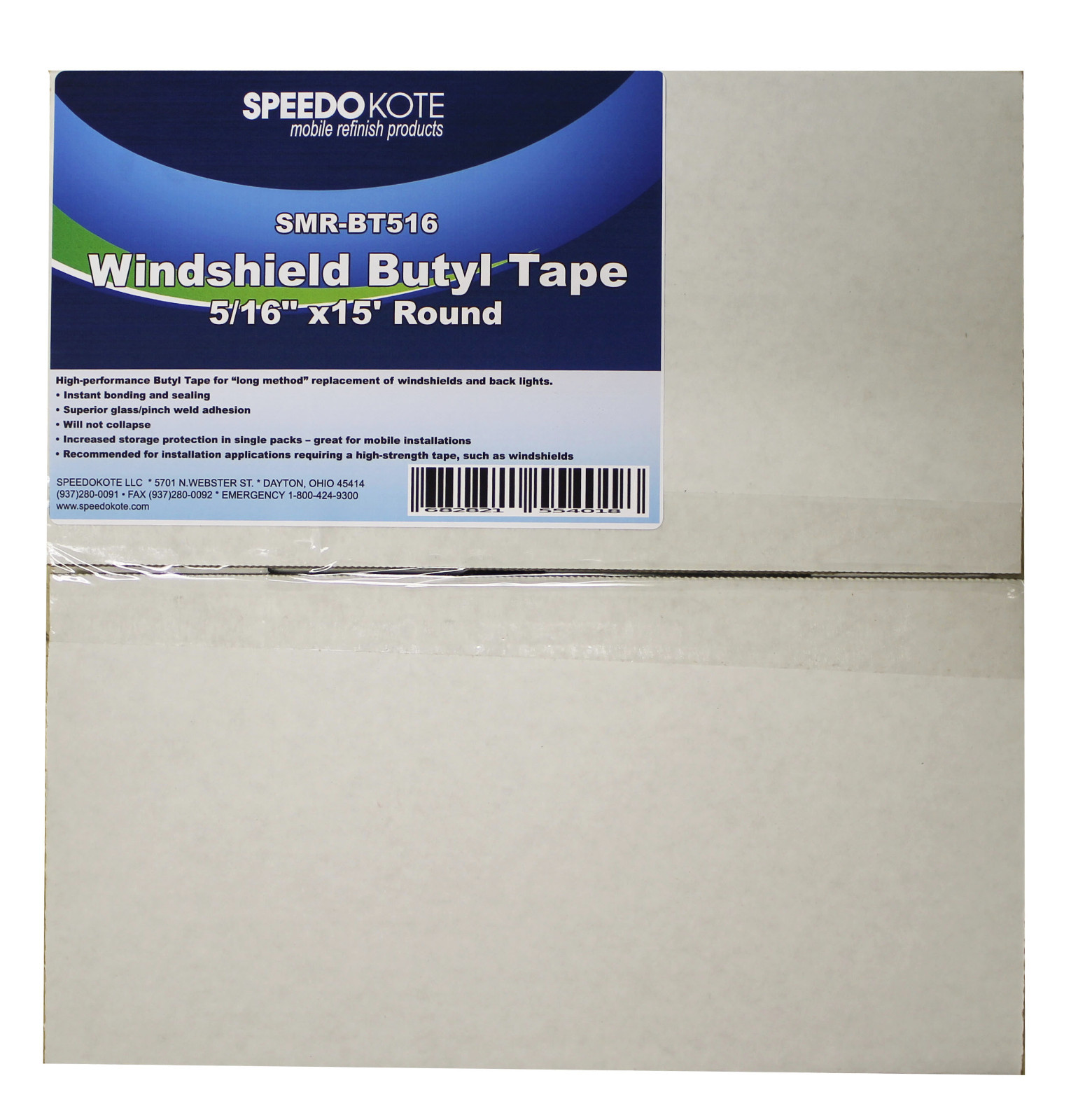 Windshield Butyl Tape, doors, headlights, Sealant, 5/16” x 15’ roll, SMR-BT516