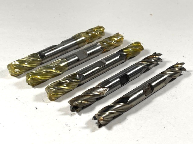 3/8" 4 flute end mills, double end, HSS 5pc set